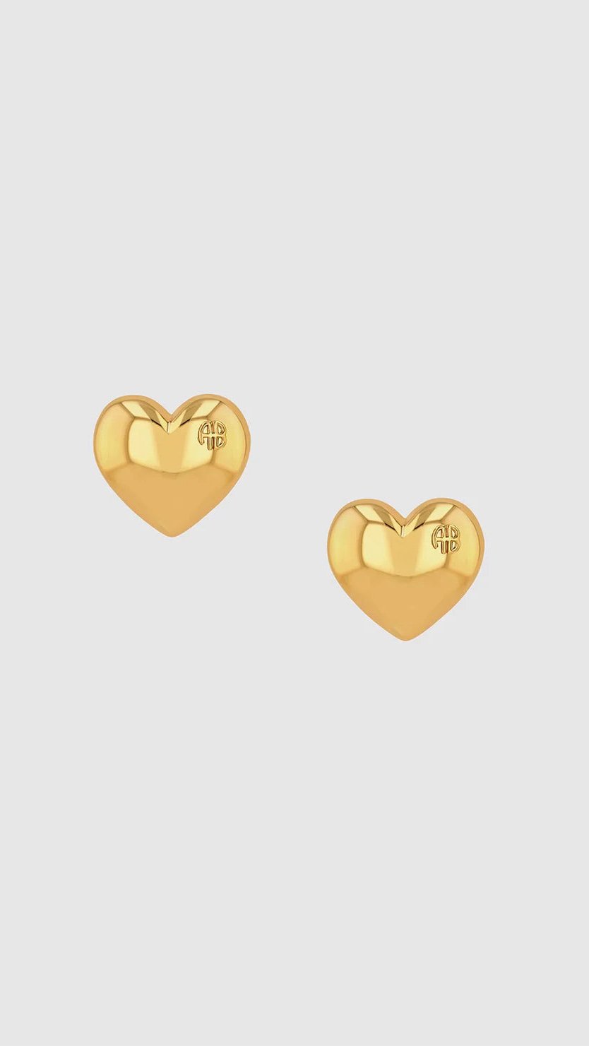 Anine Bing Gold Heart Earrings