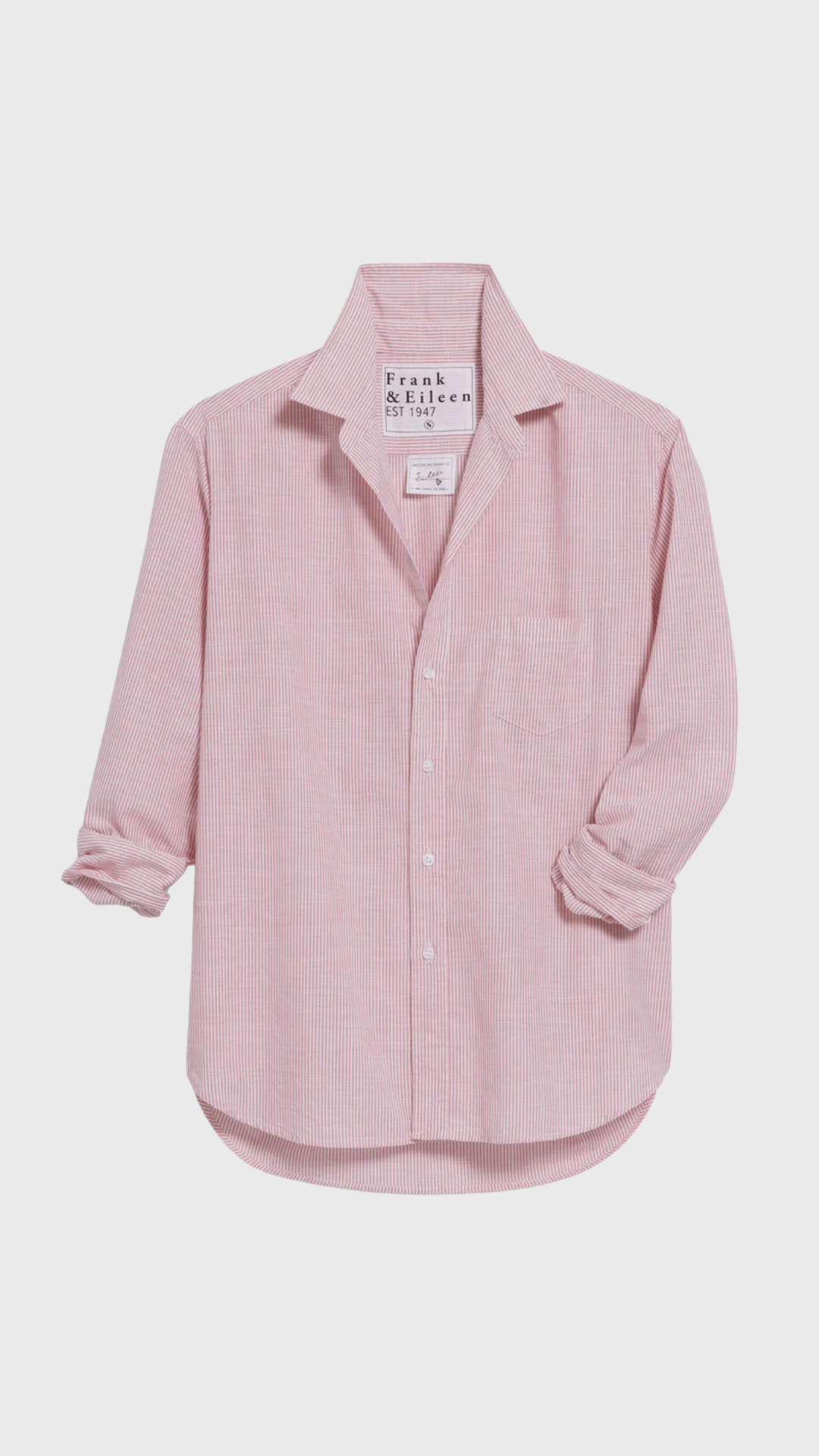 Frank & Eileen Eileen Relaxed Button Up Shirt in Burnt Orange and White Stripe