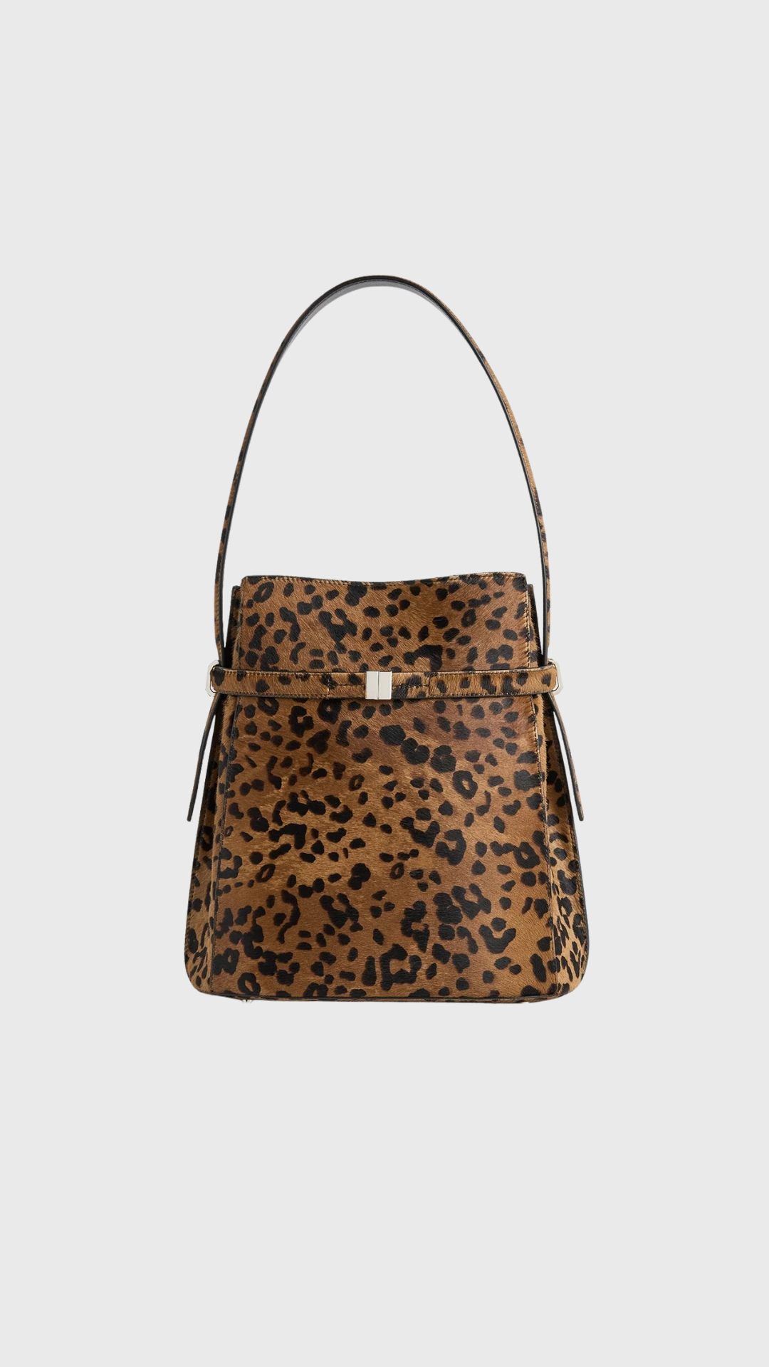 Toteme Belted Pony Hair Bucket Bag in Leopard