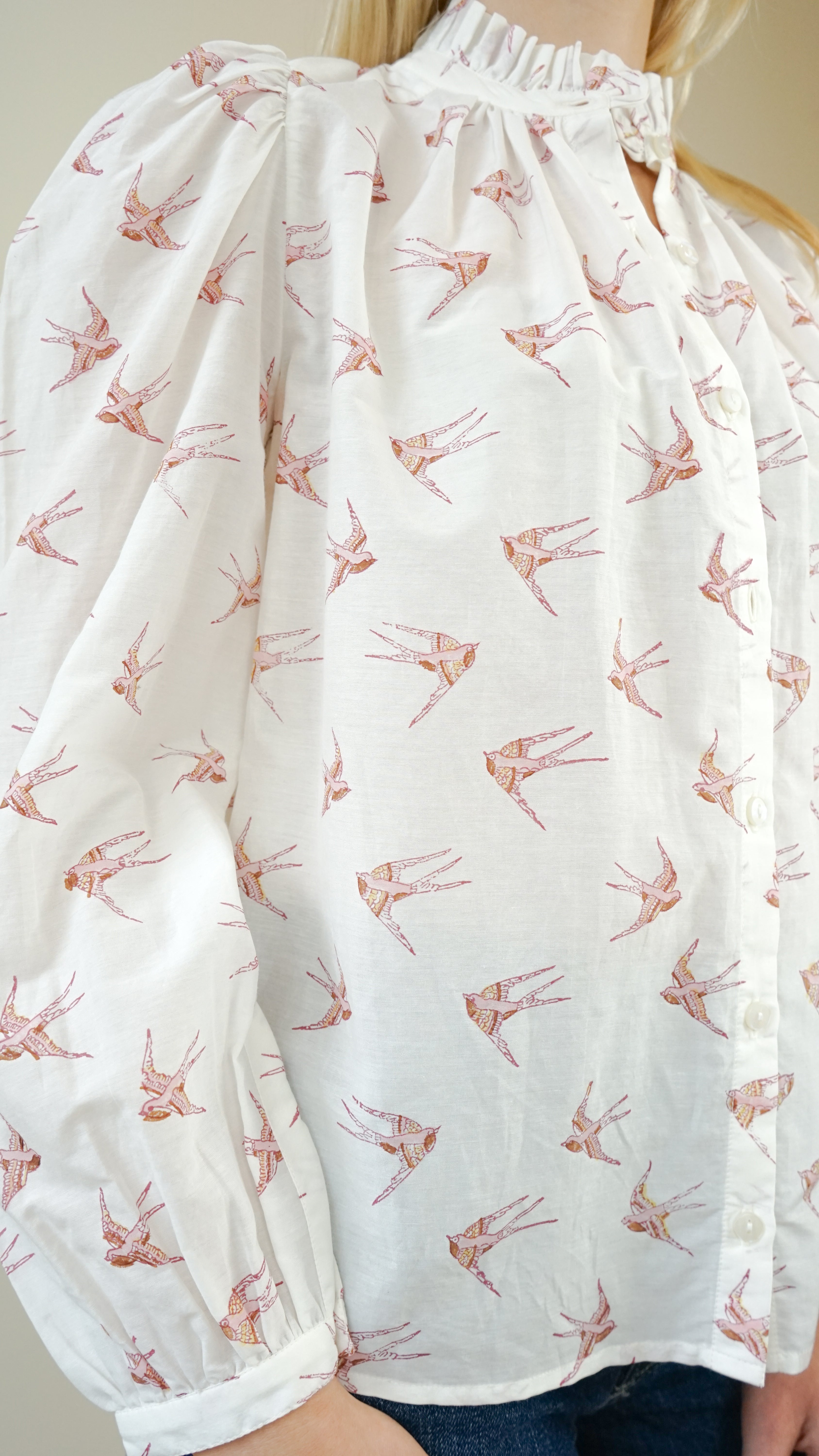 Alix of Bohemia Annabel Swallow Shirt in White Cedar