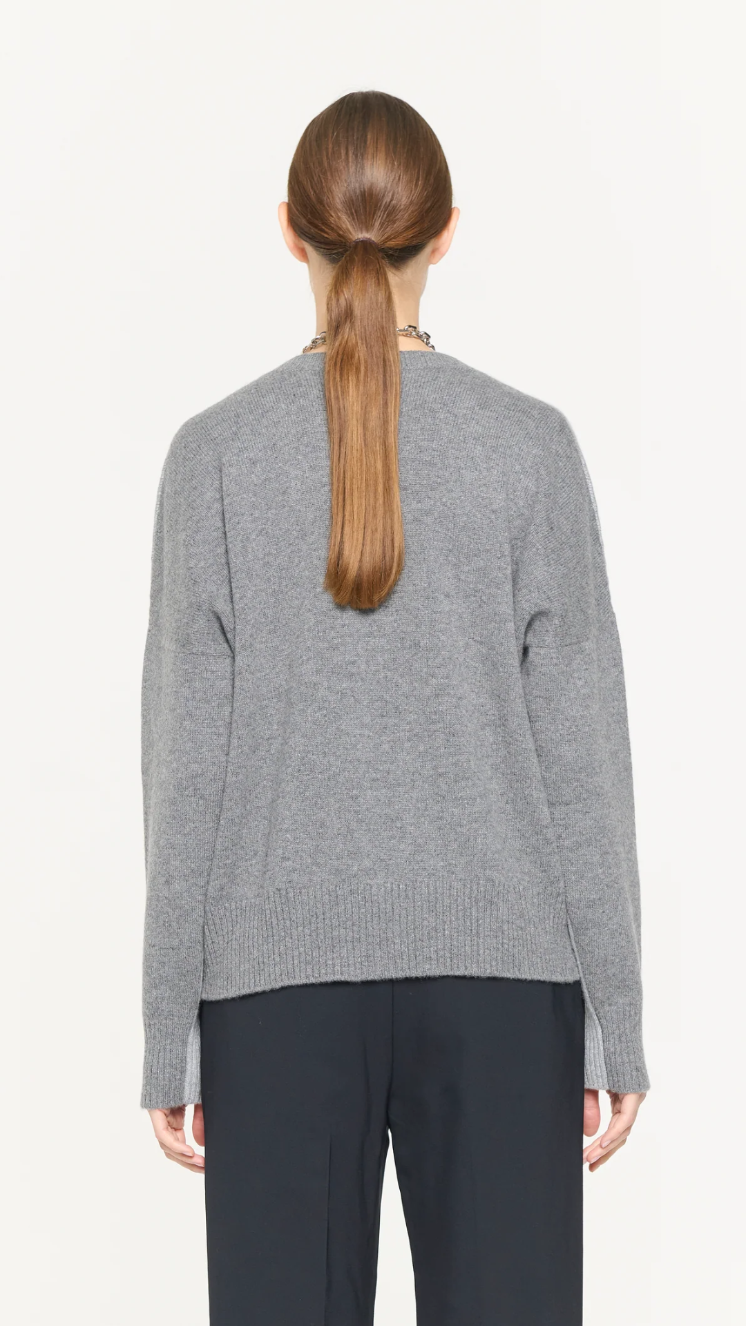 Plan C L/S V Neck Knit in Grey