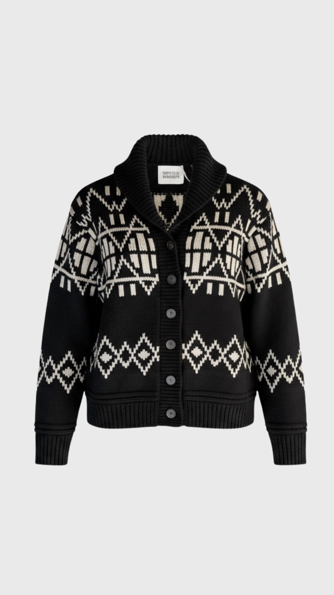 White + Warren Merino Fair Isle Jacket in Black