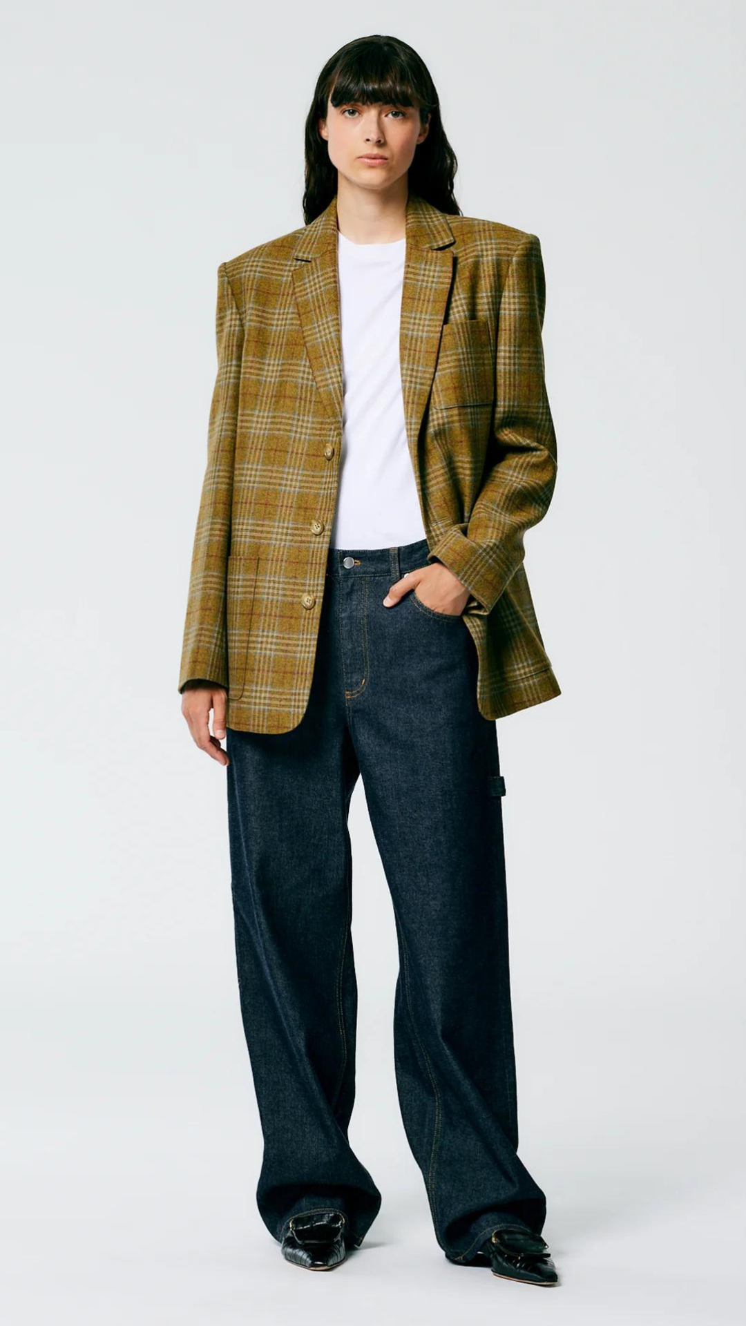 Tibi Hopper Plaid Dennis Blazer