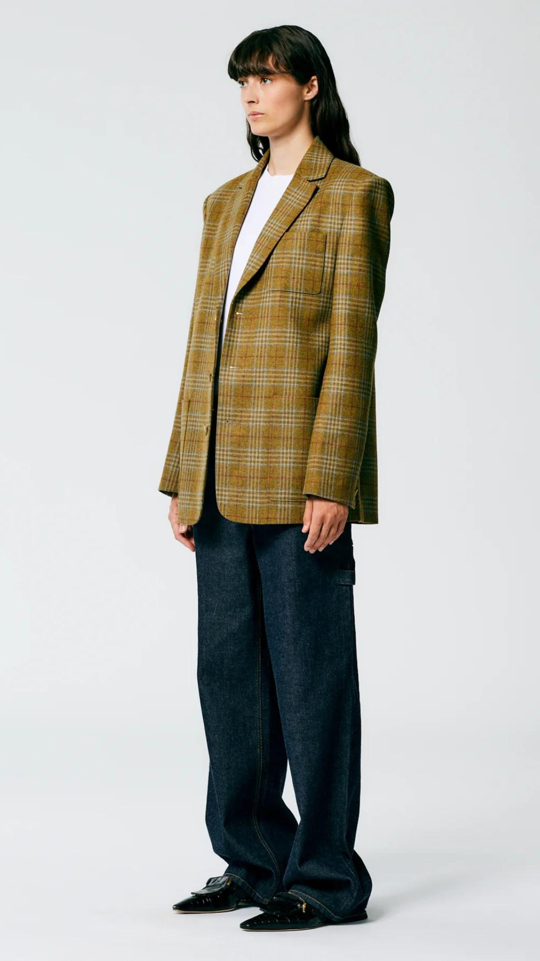 Tibi Hopper Plaid Dennis Blazer