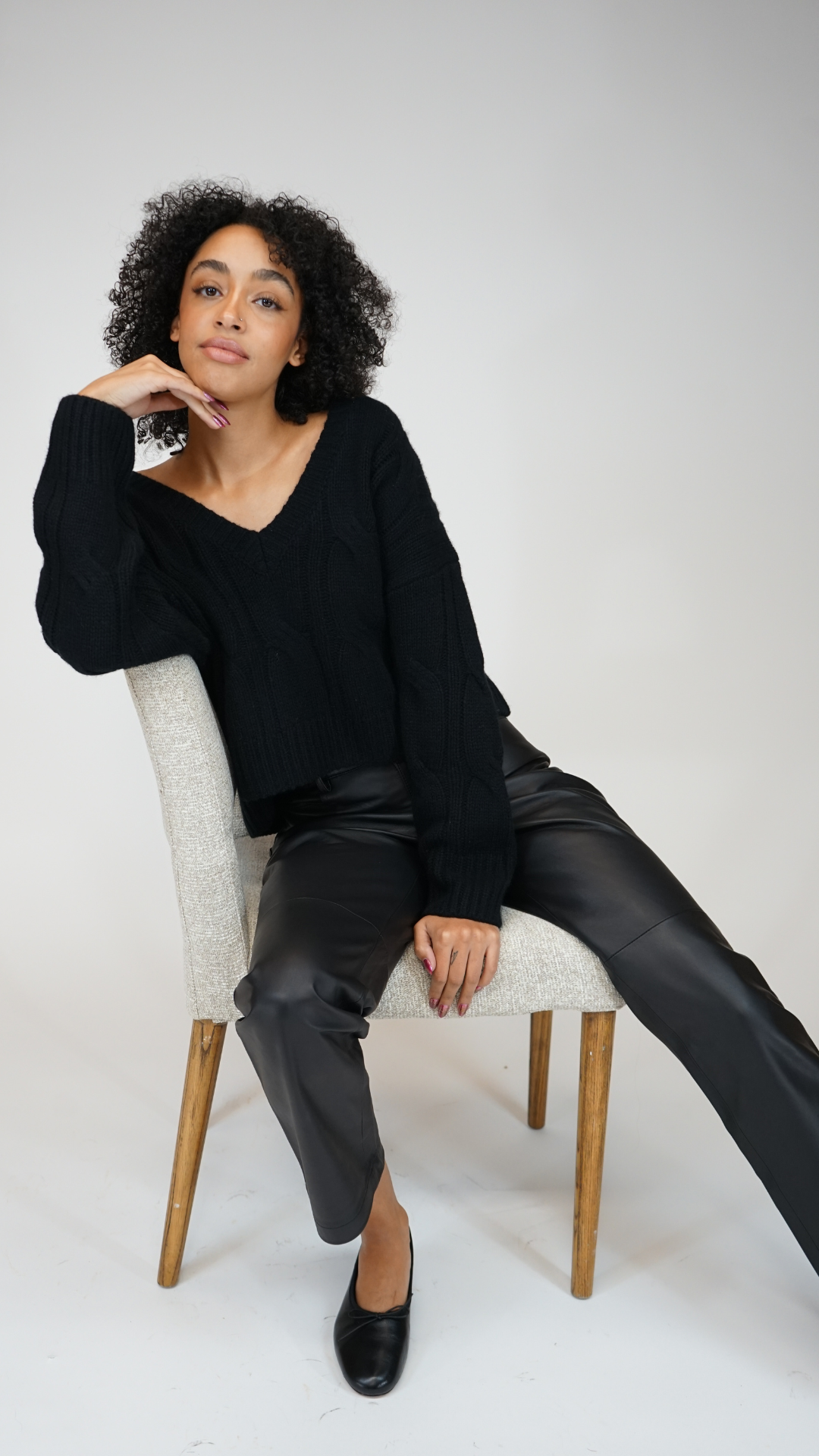 Sablyn Koa Cable Knit V-neck Sweater