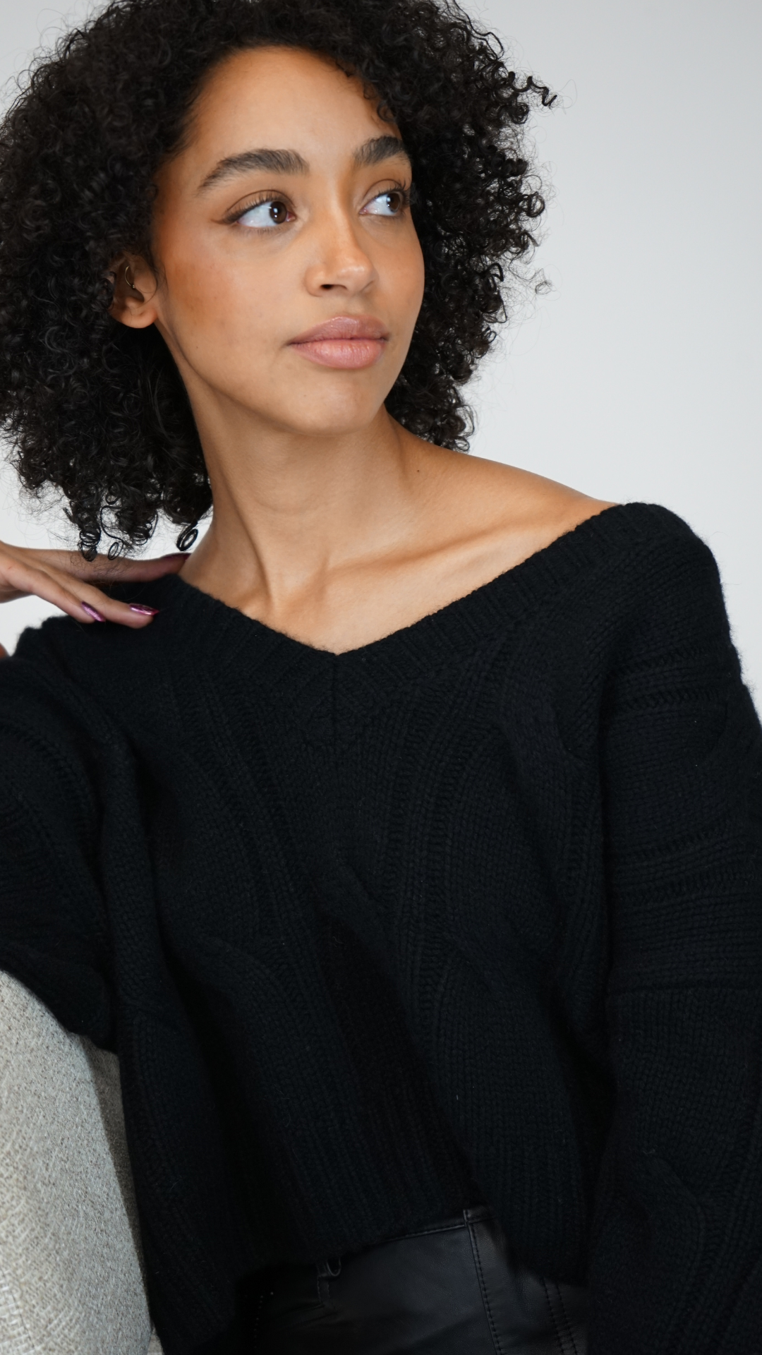 Sablyn Koa Cable Knit V-neck Sweater