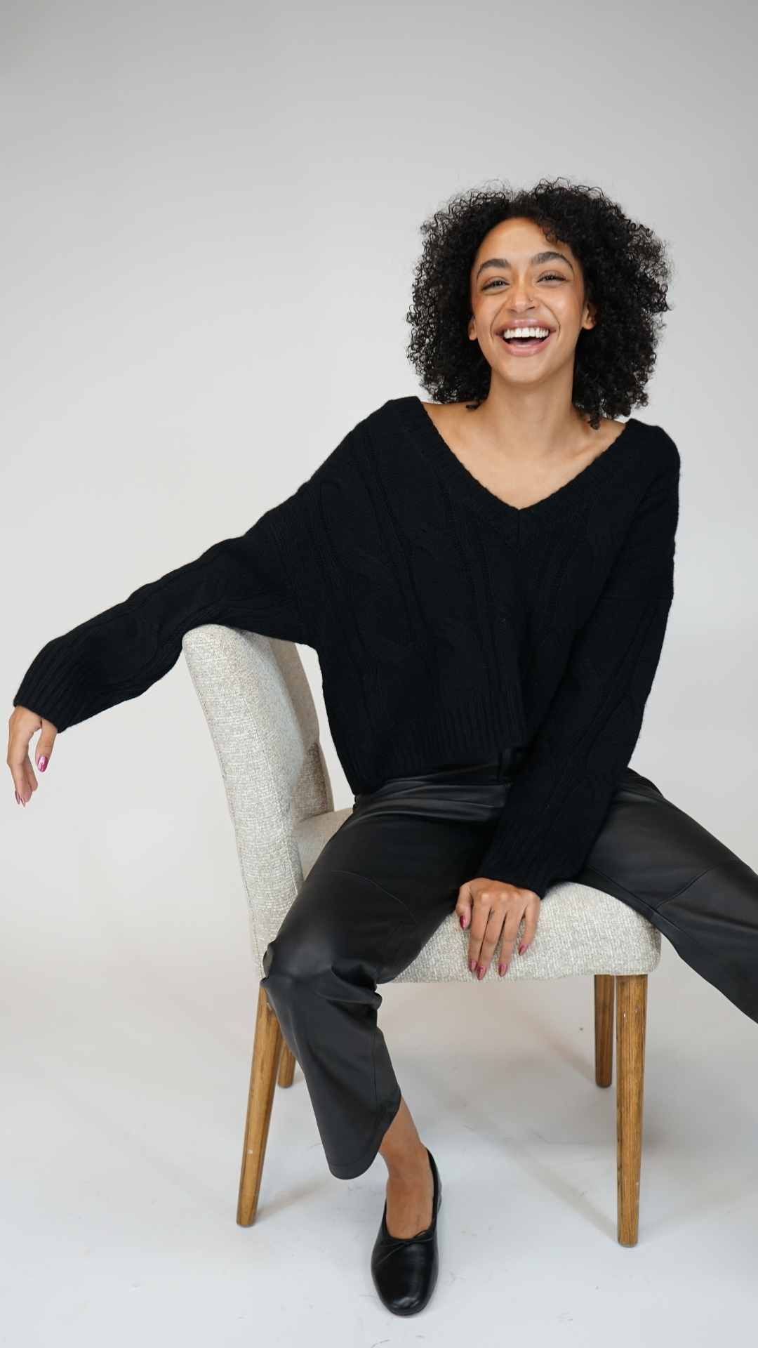 Sablyn Koa Cable Knit V-neck Sweater