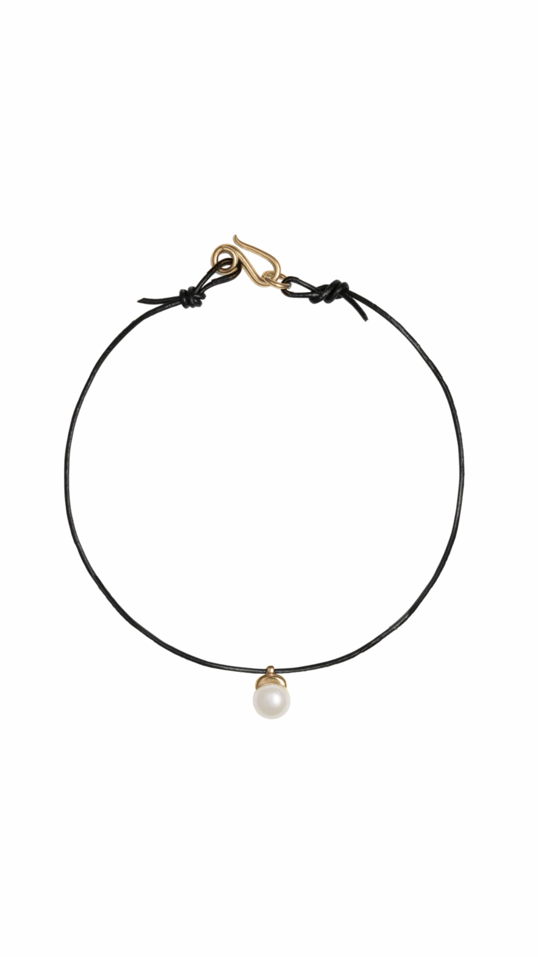 Sapir Bachar Leather Pearl Choker In Gold