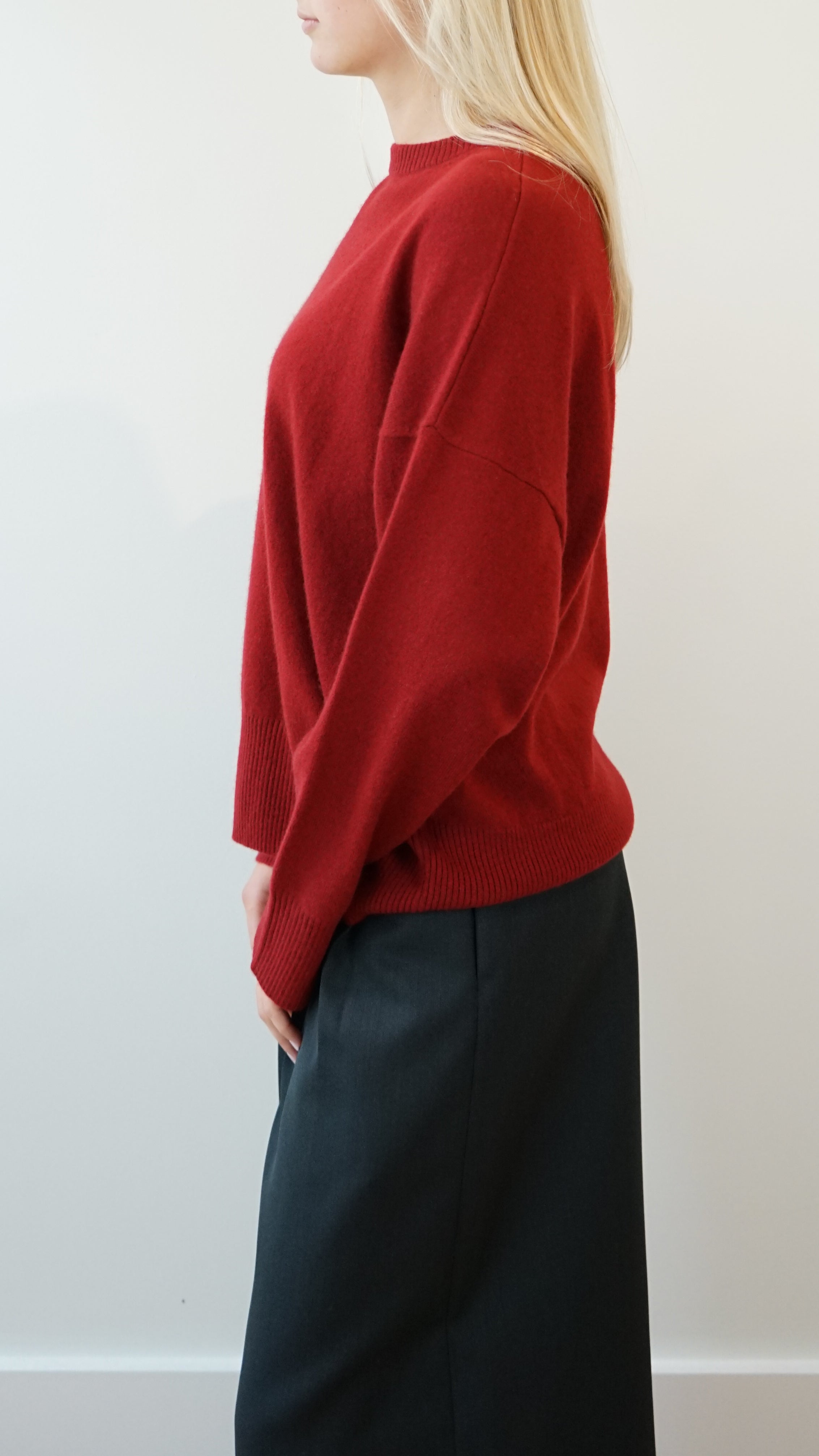 Loulou de Saison Anaa LDR Round Neck Sweater in Burgundy