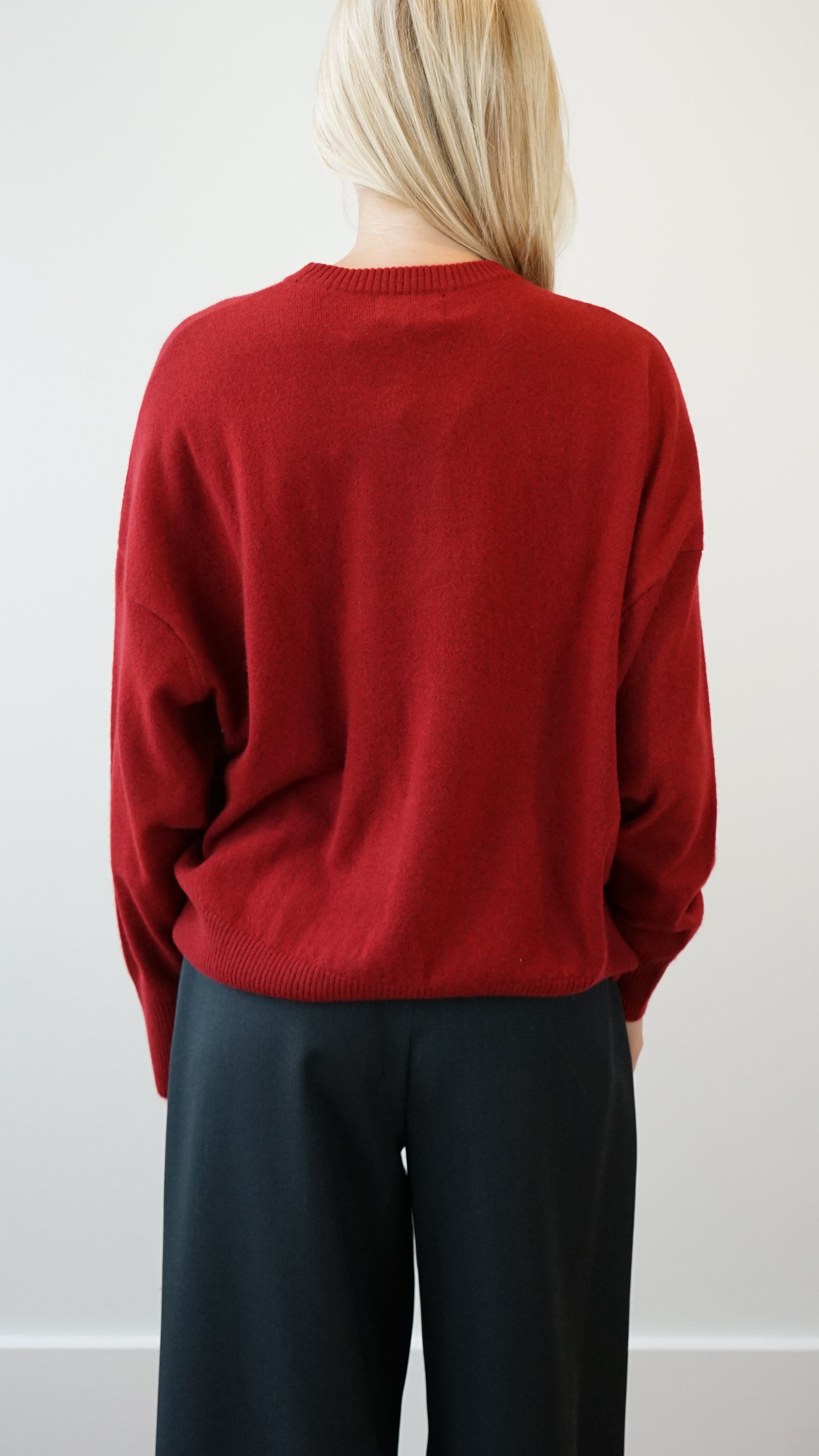 Loulou de Saison Anaa LDR Round Neck Sweater in Burgundy