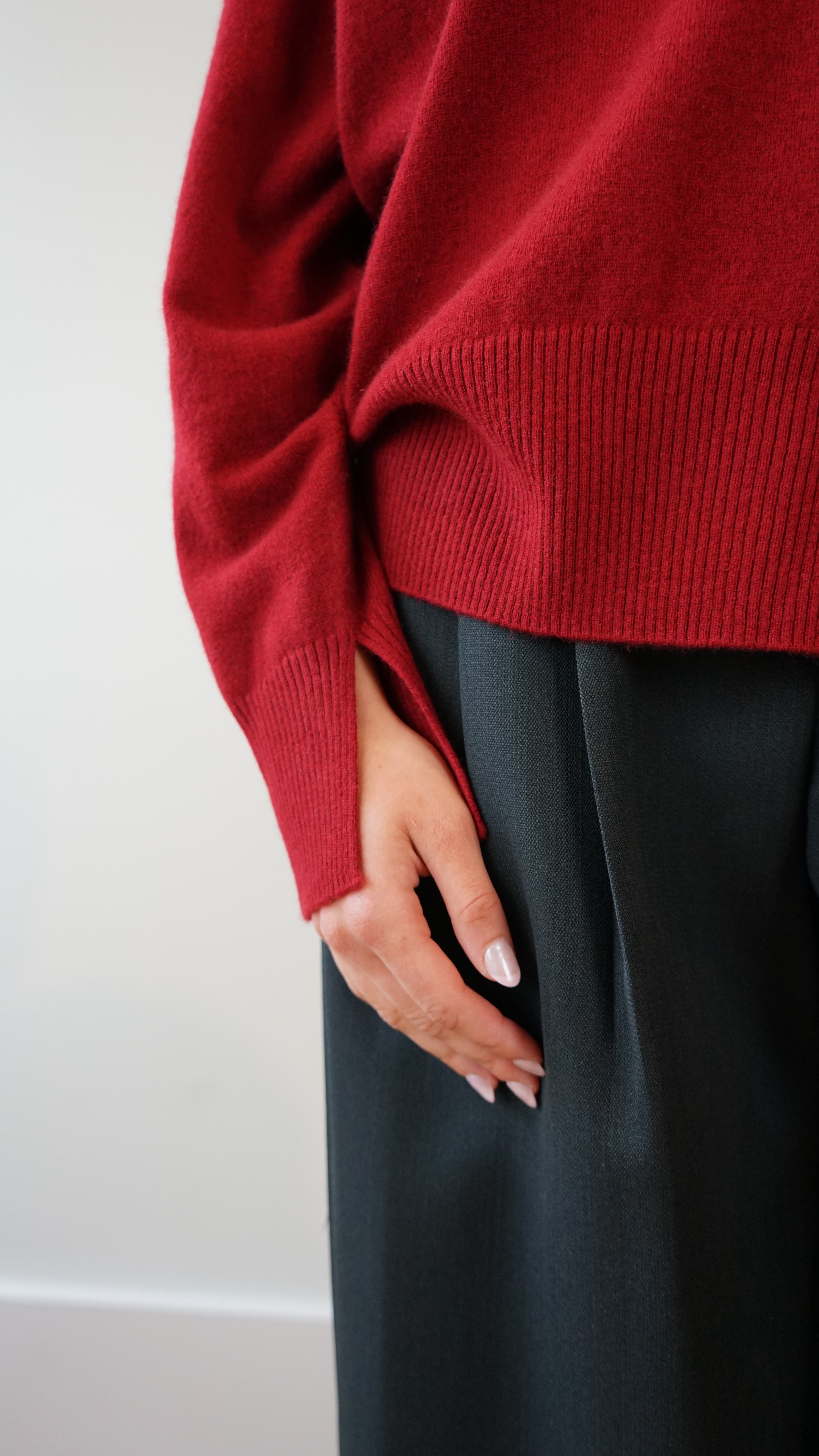 Loulou de Saison Anaa LDR Round Neck Sweater in Burgundy