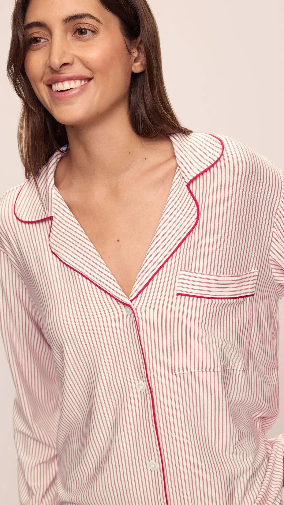 Eberjey Gisele Printed Long Pj Set in Holly Red