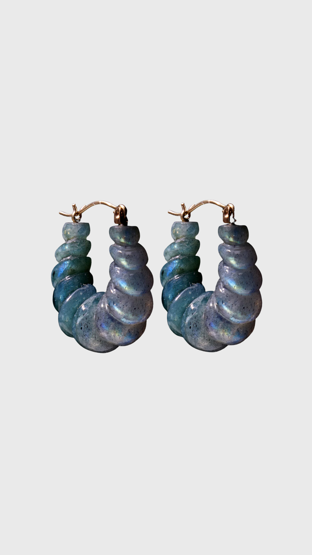Ten Thousand Things Stone Carved Hoop Earrings in Labradorite