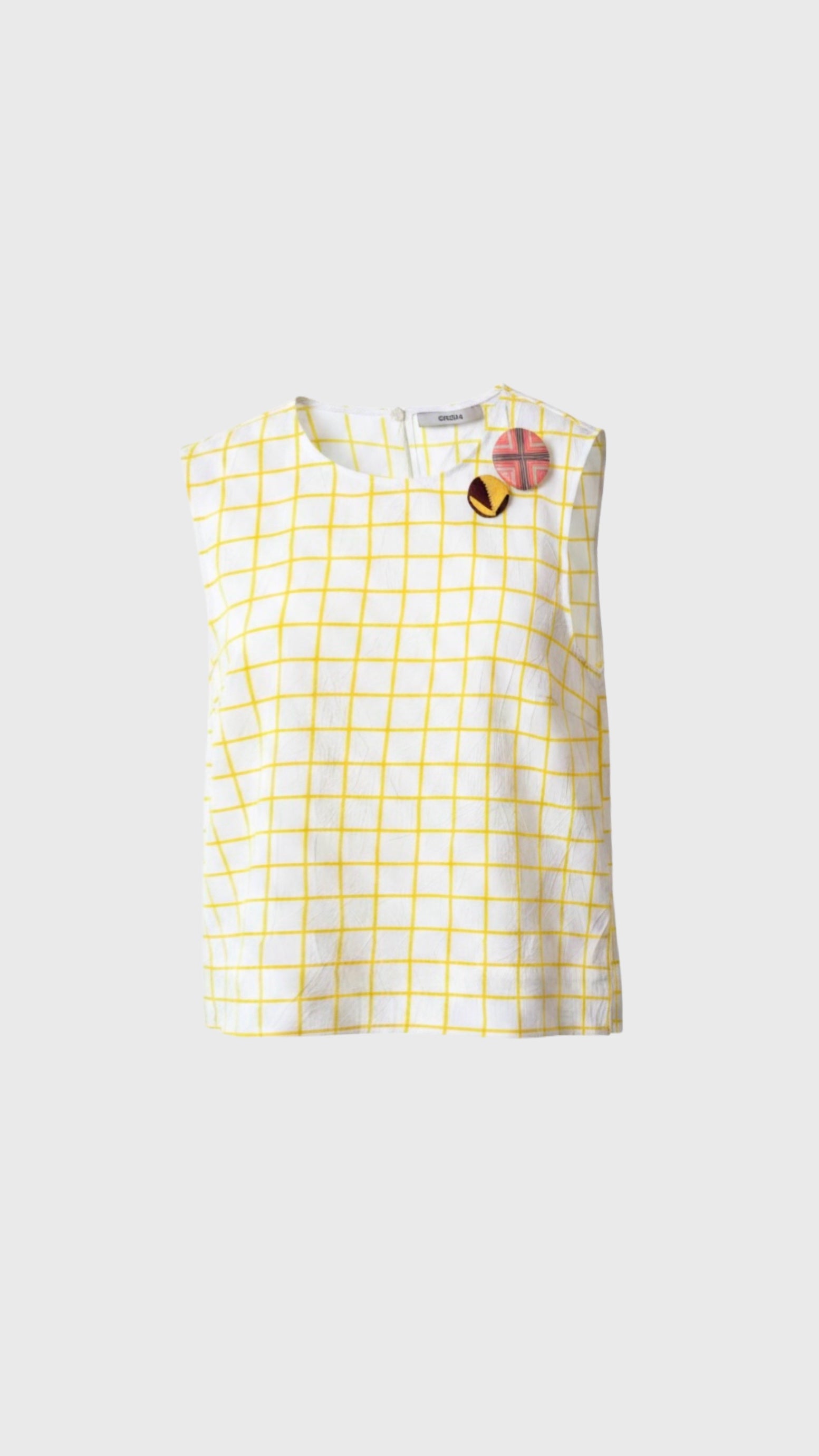 Odeeh Sleeveless Grid Pattern Top in Daffodil