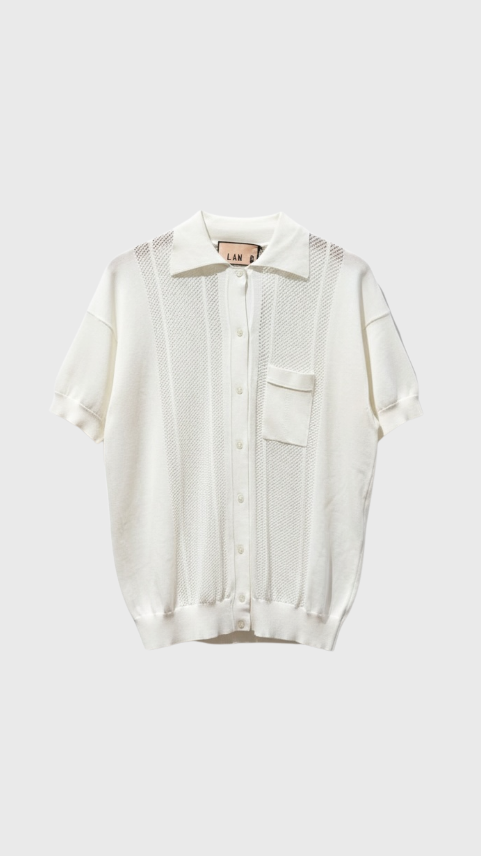 Plan C Short Sleeve Polo Cardigan in White