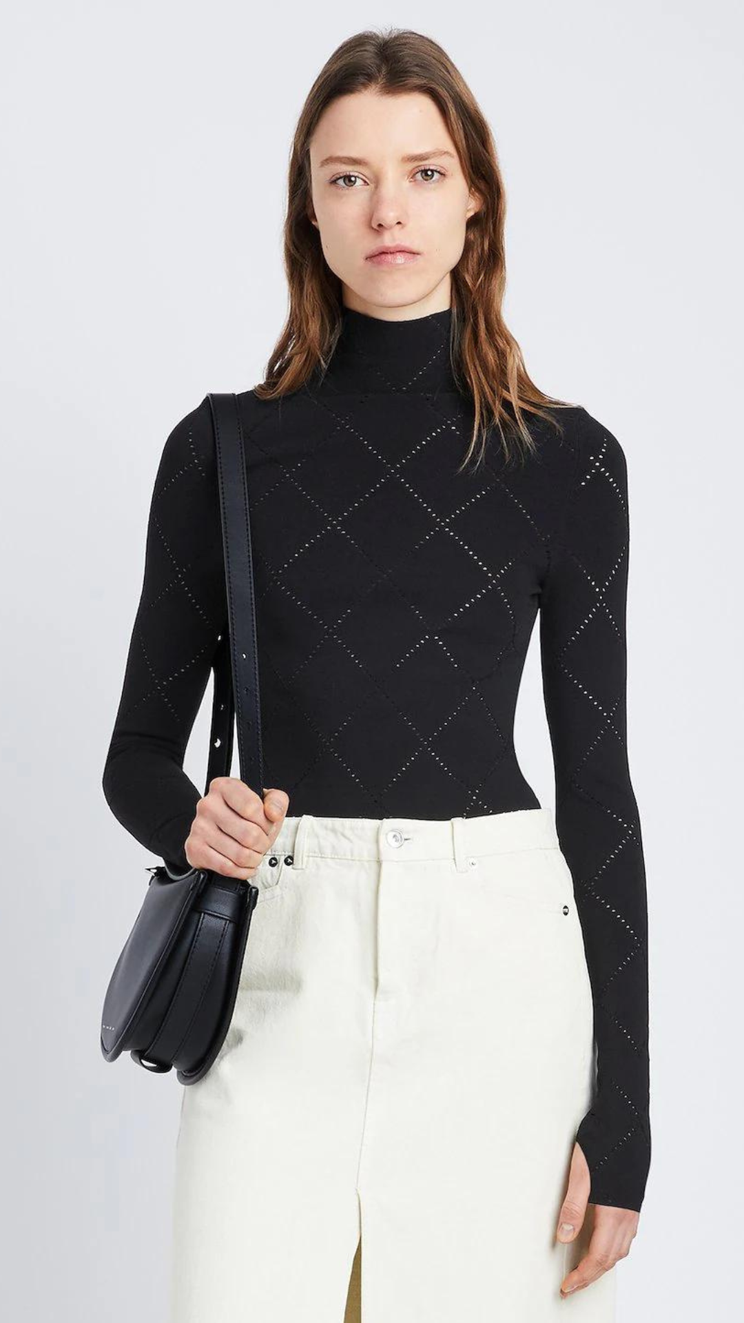 PSWL Pointelle Diamonds Turtleneck