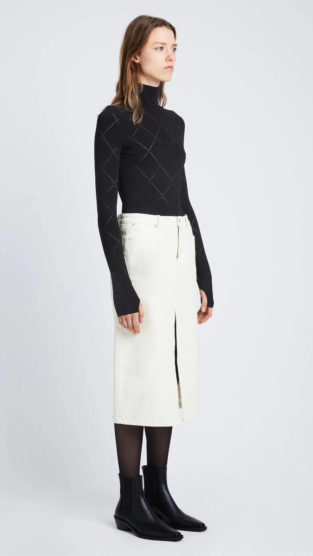 PSWL Pointelle Diamonds Turtleneck