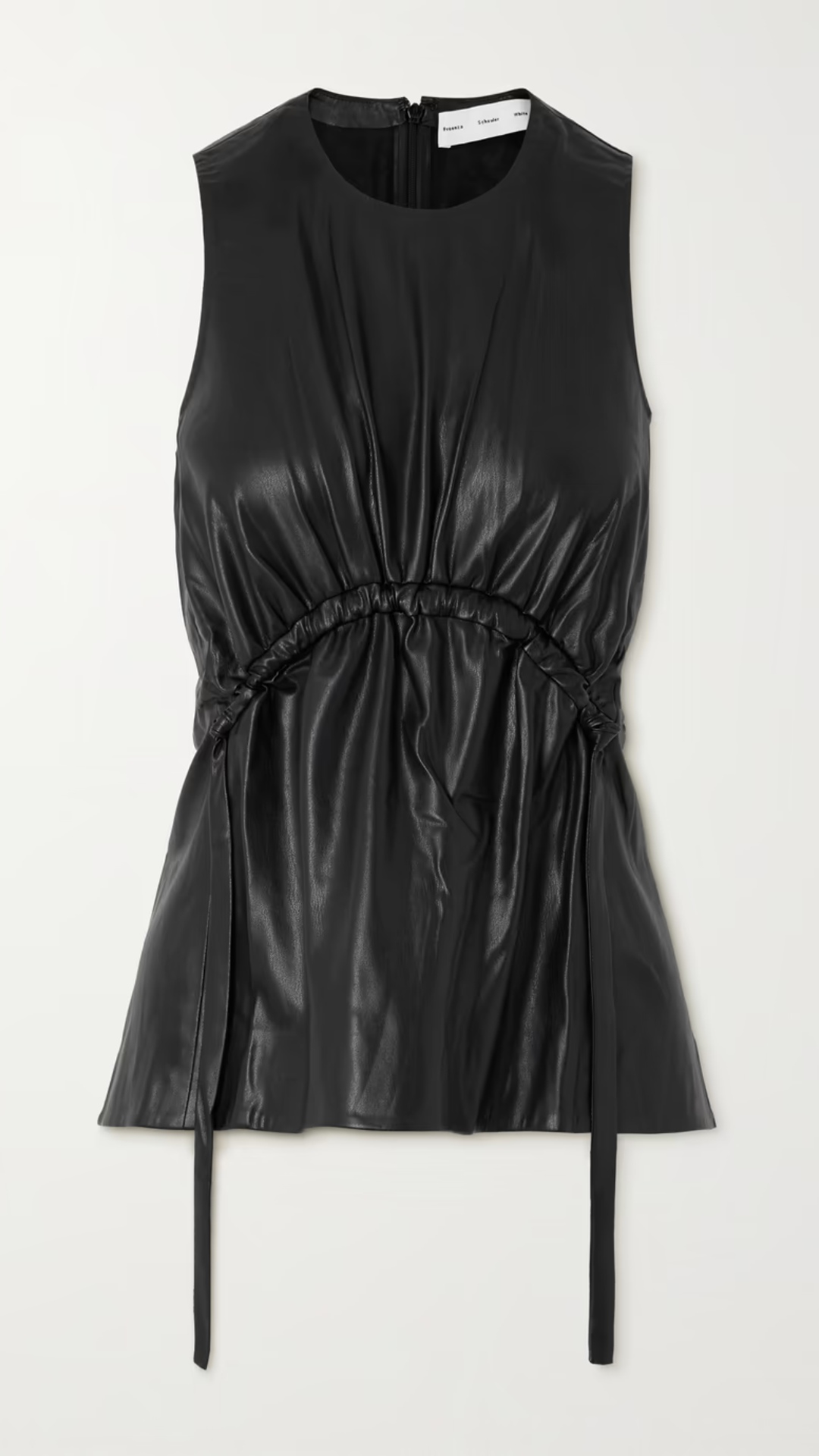 Proenza Schouler White Label Faux Leather Gathered Cord Top