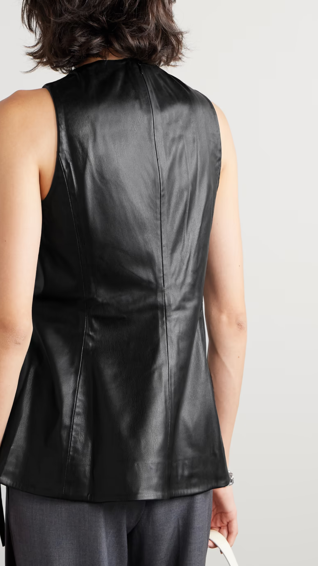 Proenza Schouler White Label Faux Leather Gathered Cord Top