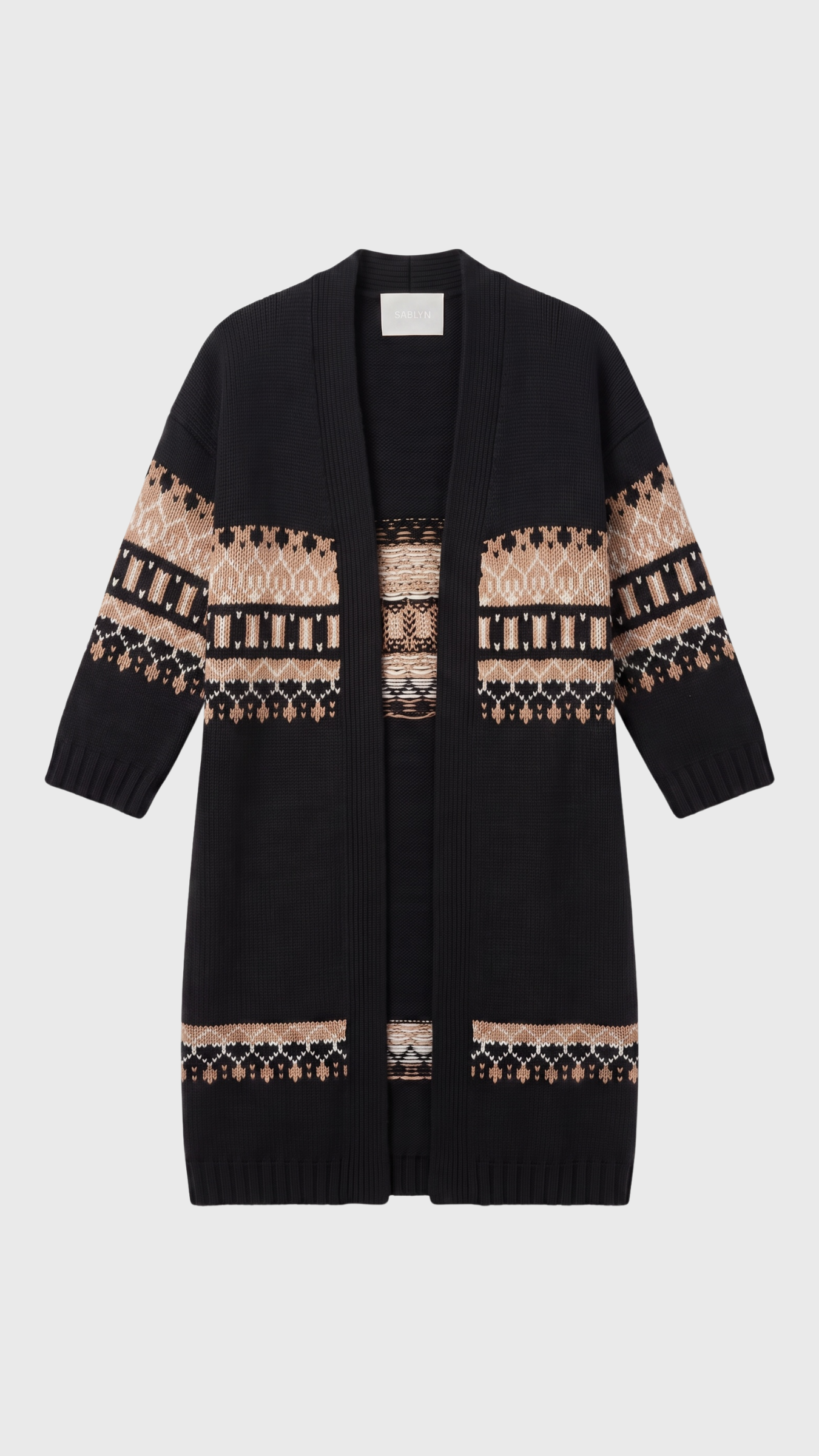 Sablyn Cedar Slouchy Fairisle Duster in Black