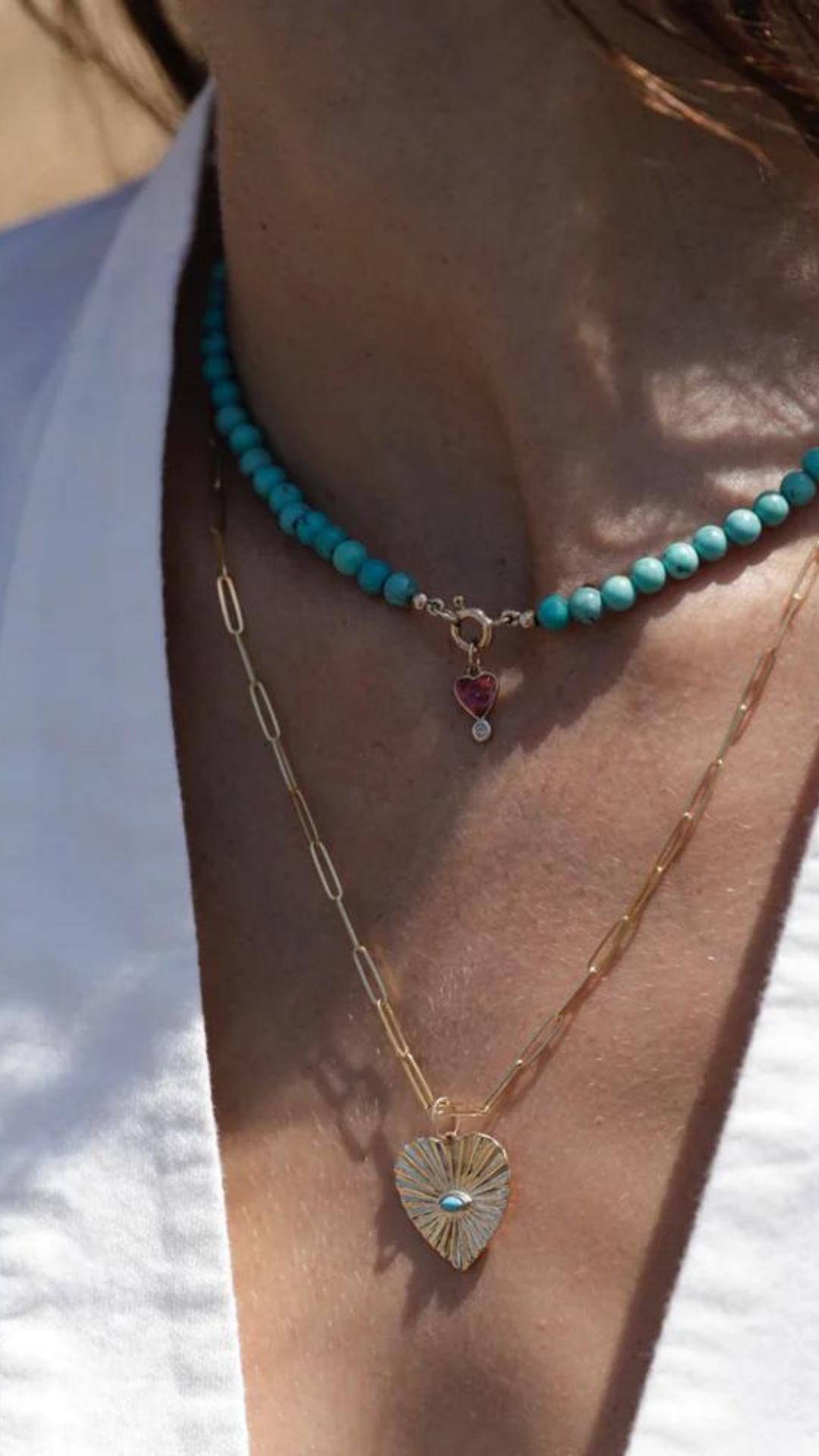 Zahava Turquoise Sunbeam Heart Charm