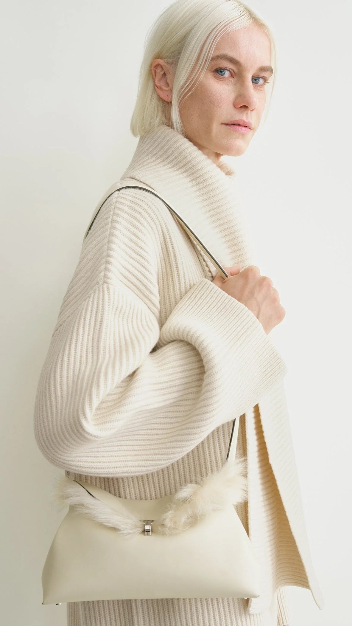 Toteme Shearling T-lock Clutch