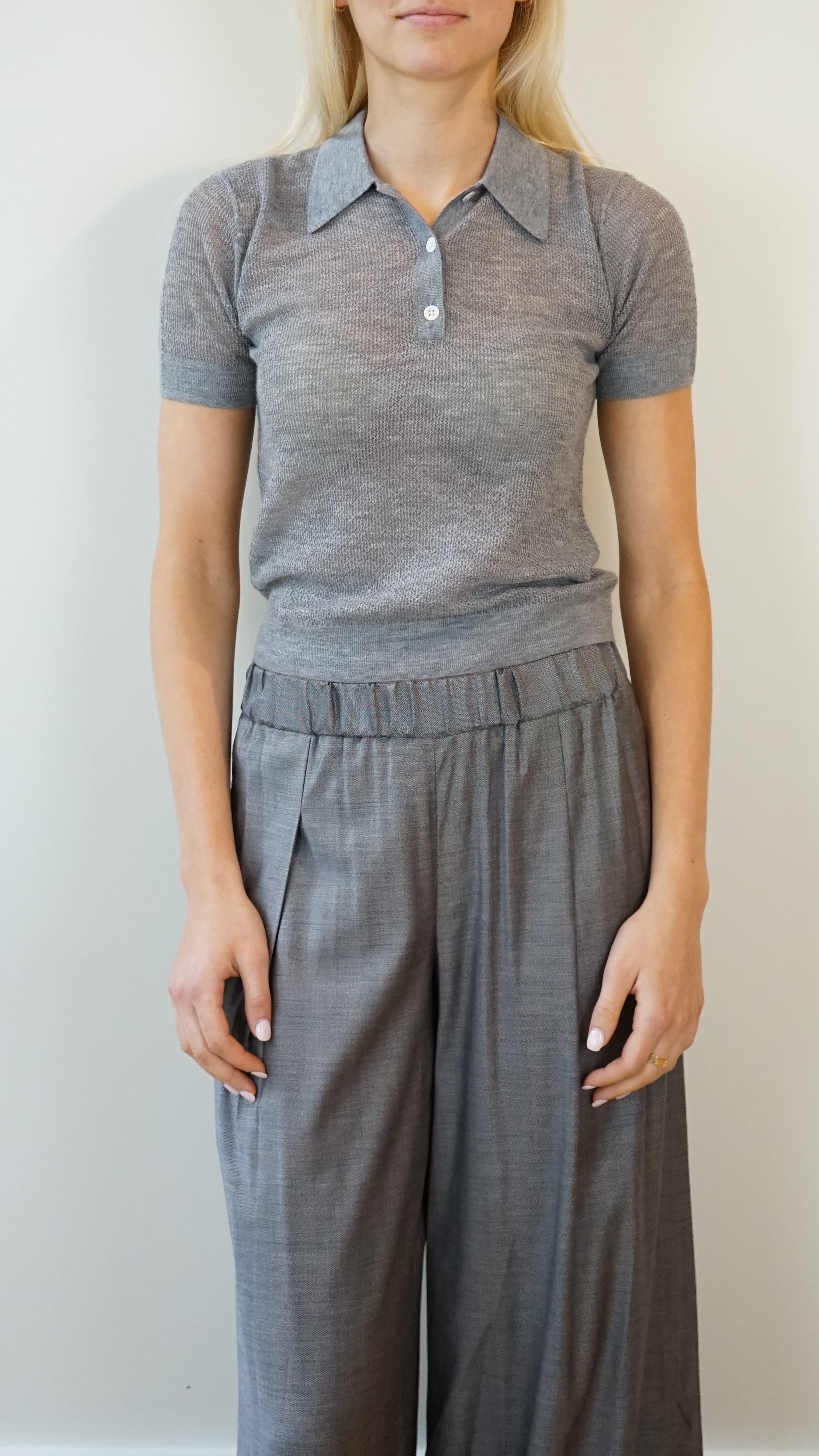 TWP Gauze Polo Top in Thunder