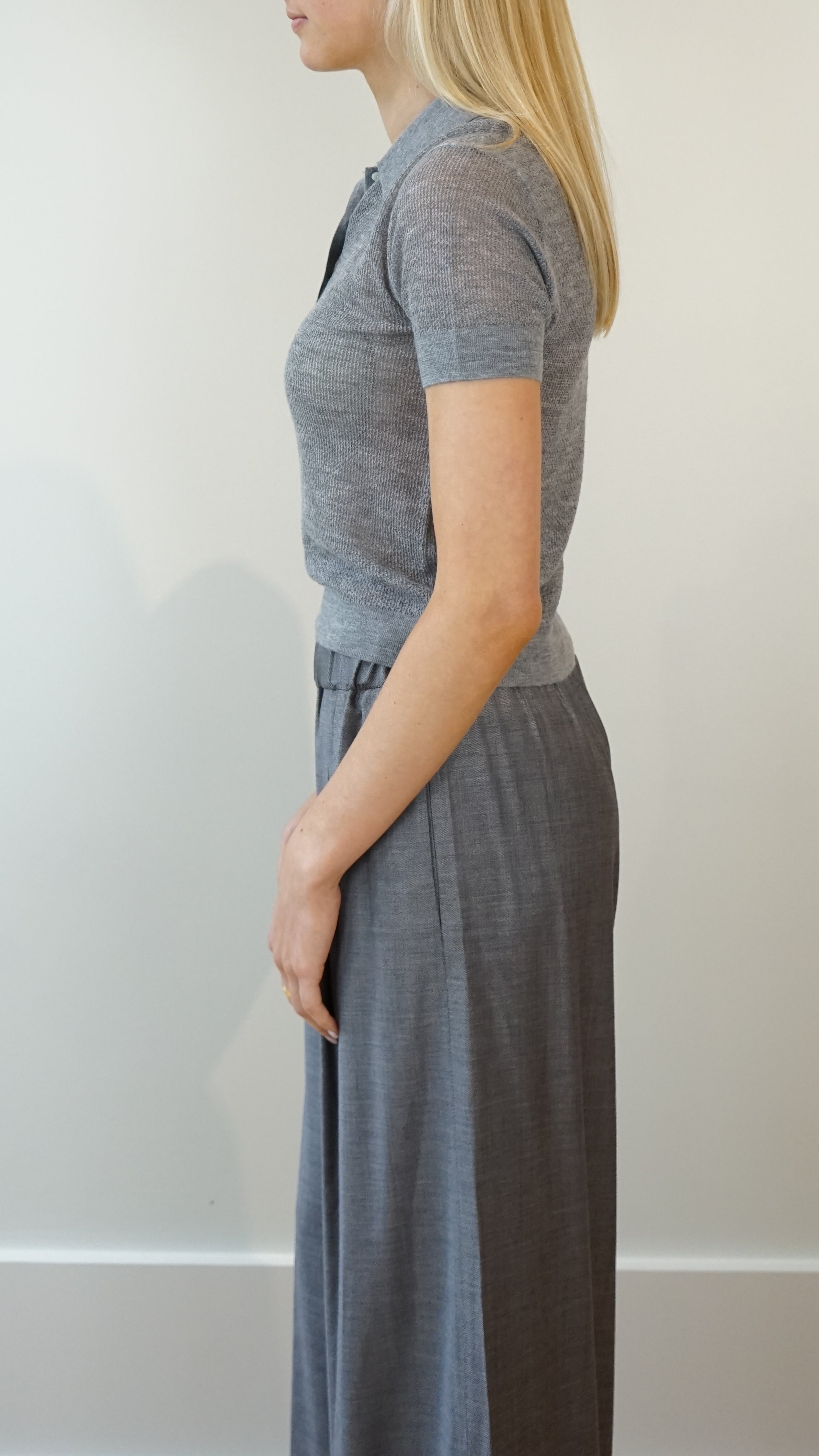 TWP Gauze Polo Top in Thunder
