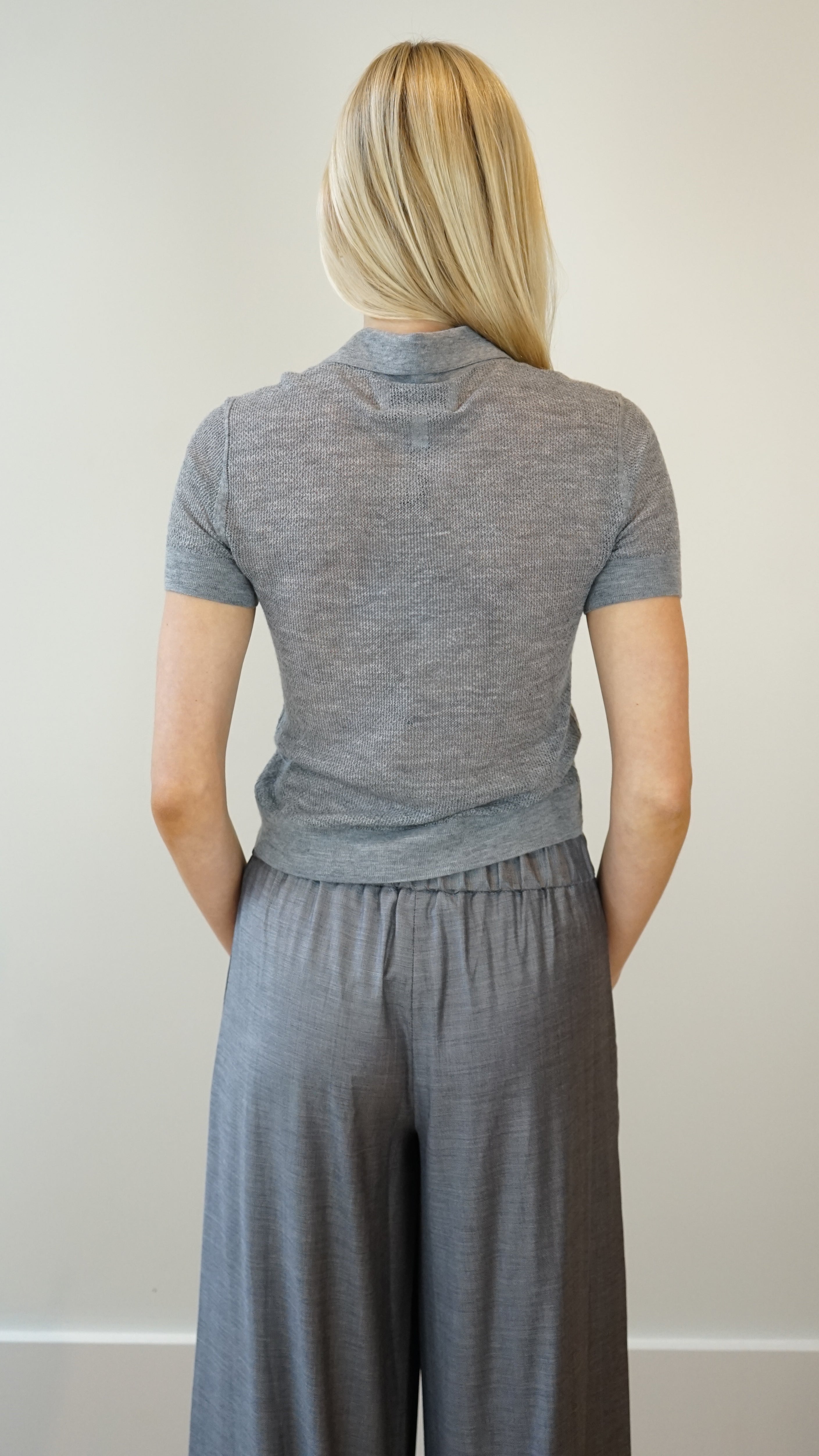 TWP Gauze Polo Top in Thunder