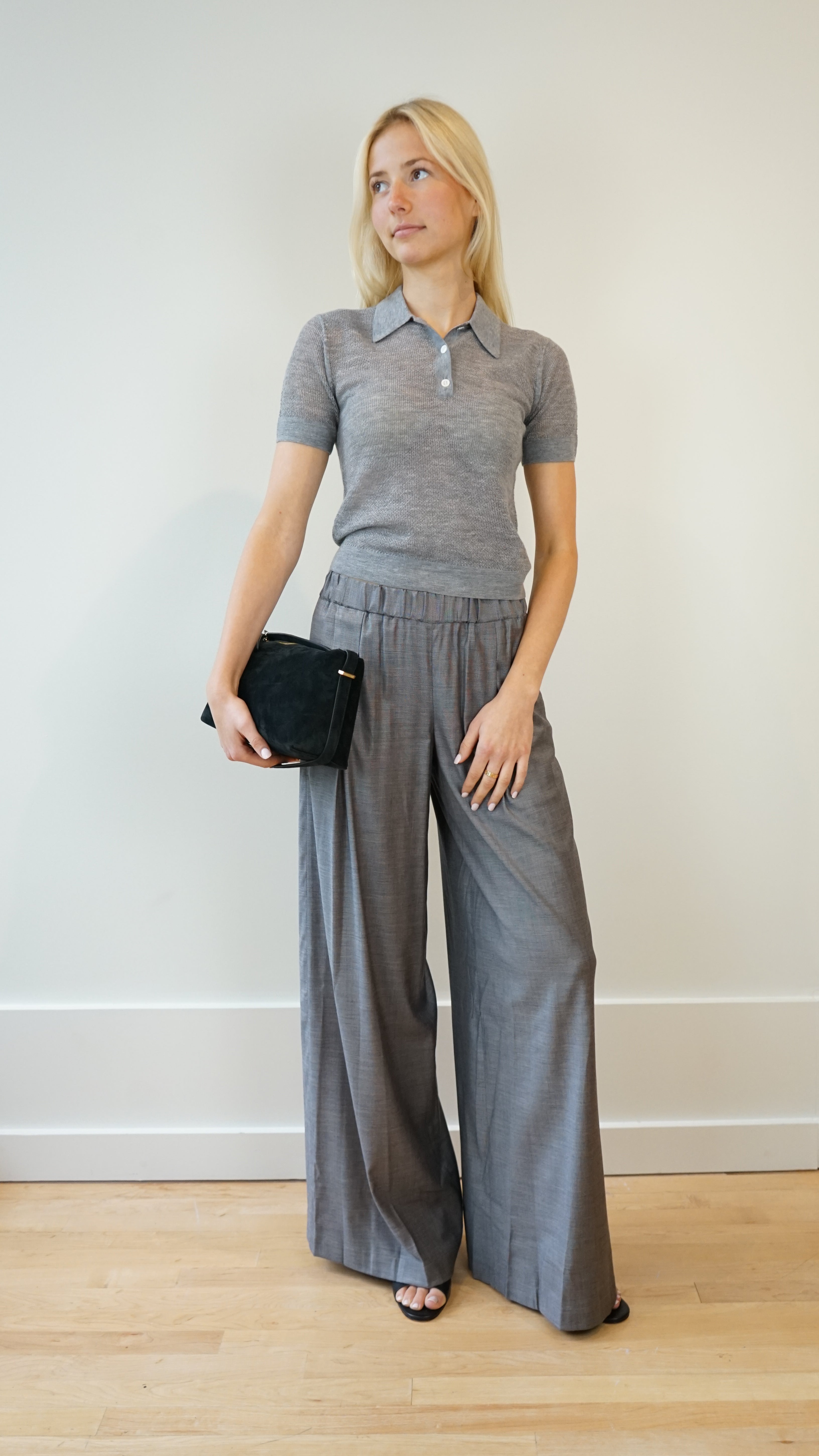 TWP Gauze Polo Top in Thunder
