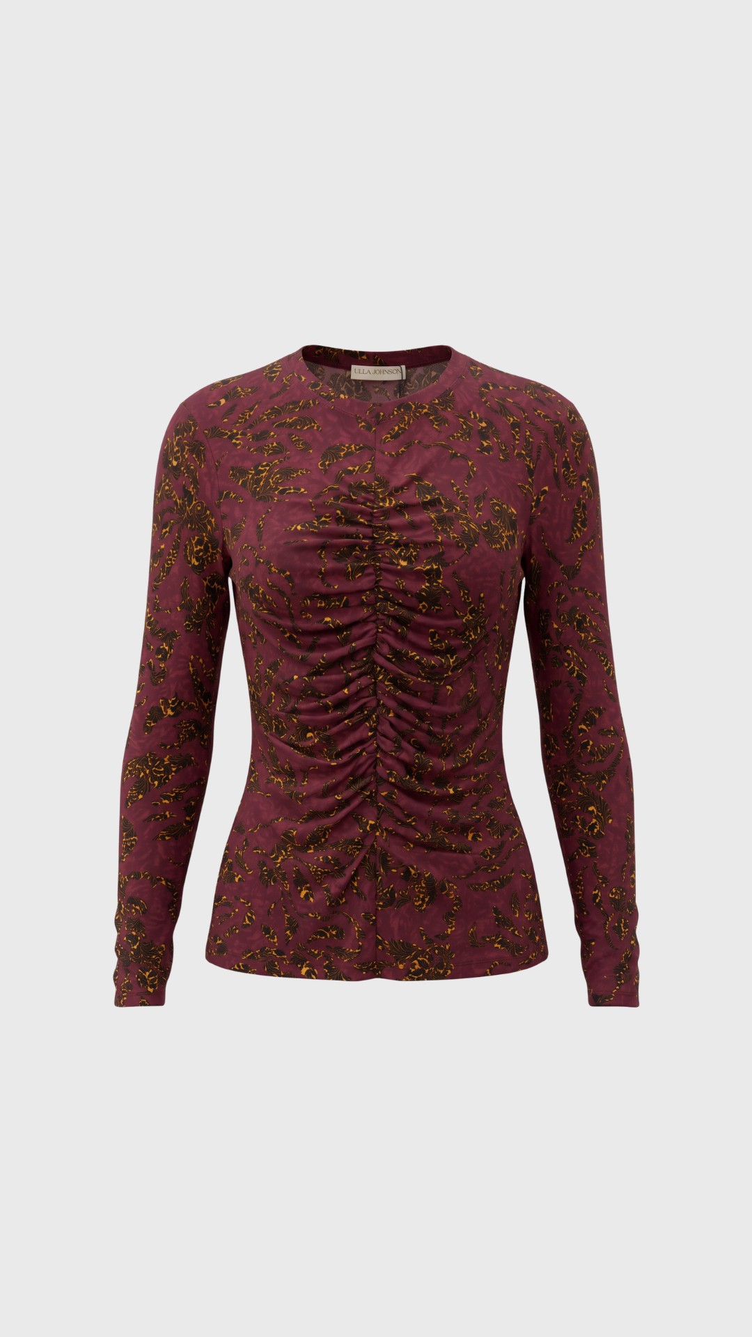 Ulla Johnson Asha Long Sleeve Jersey Top in Claret Floral