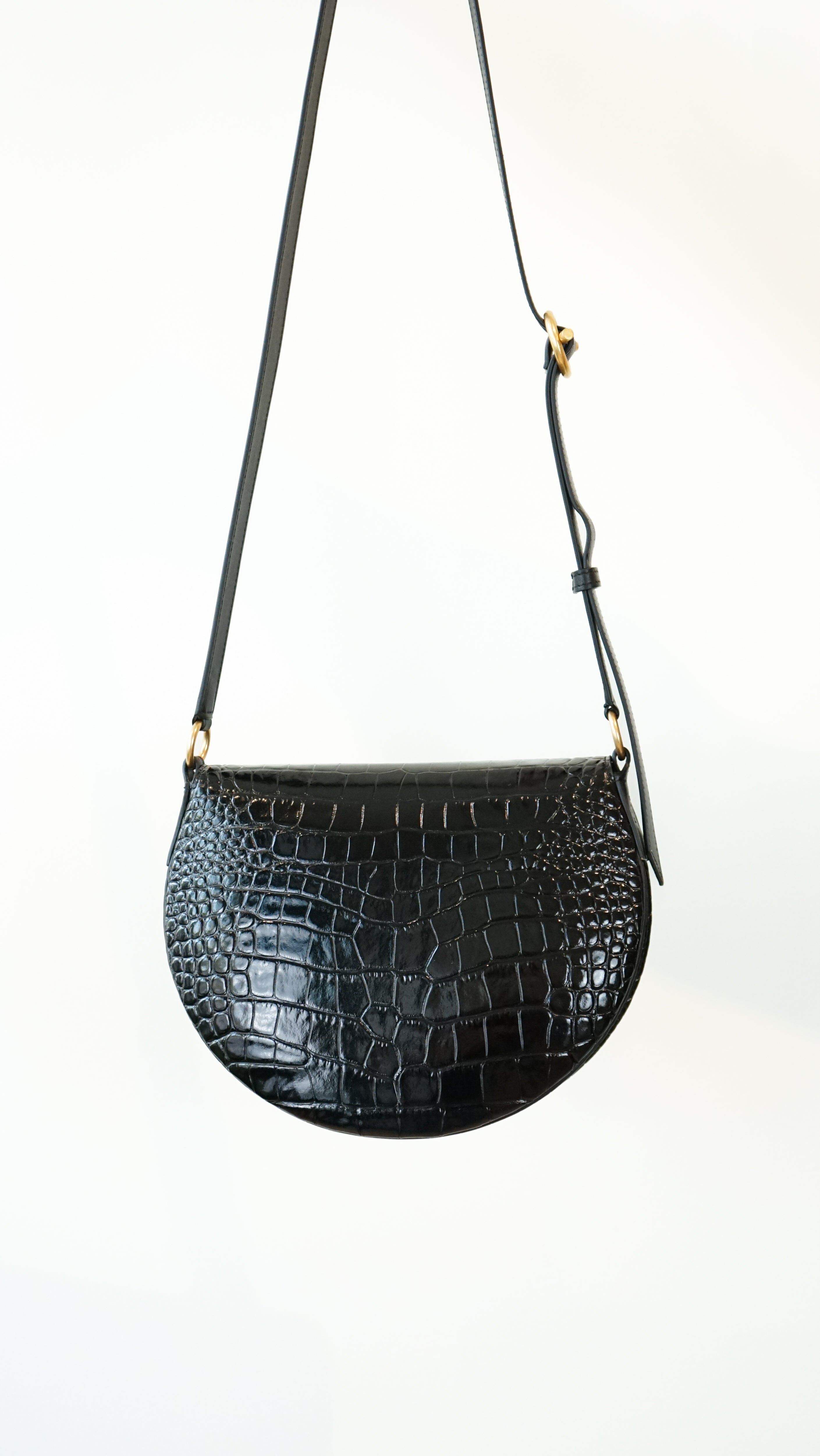 Wandler Kate Saddle Bag in Black Croc