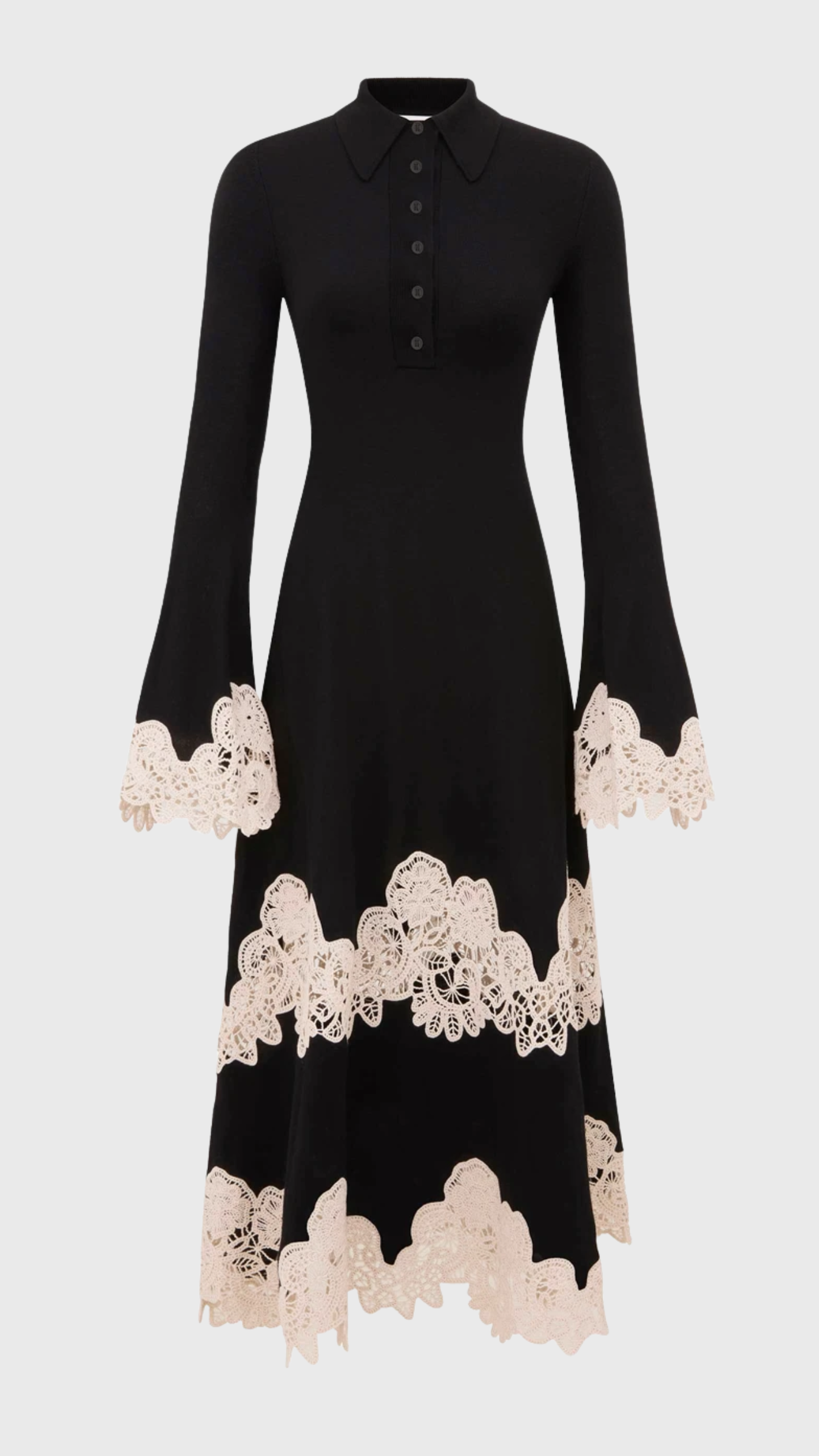ZIMMERMANN Valiant Merino Lace Dress | Black/Cream