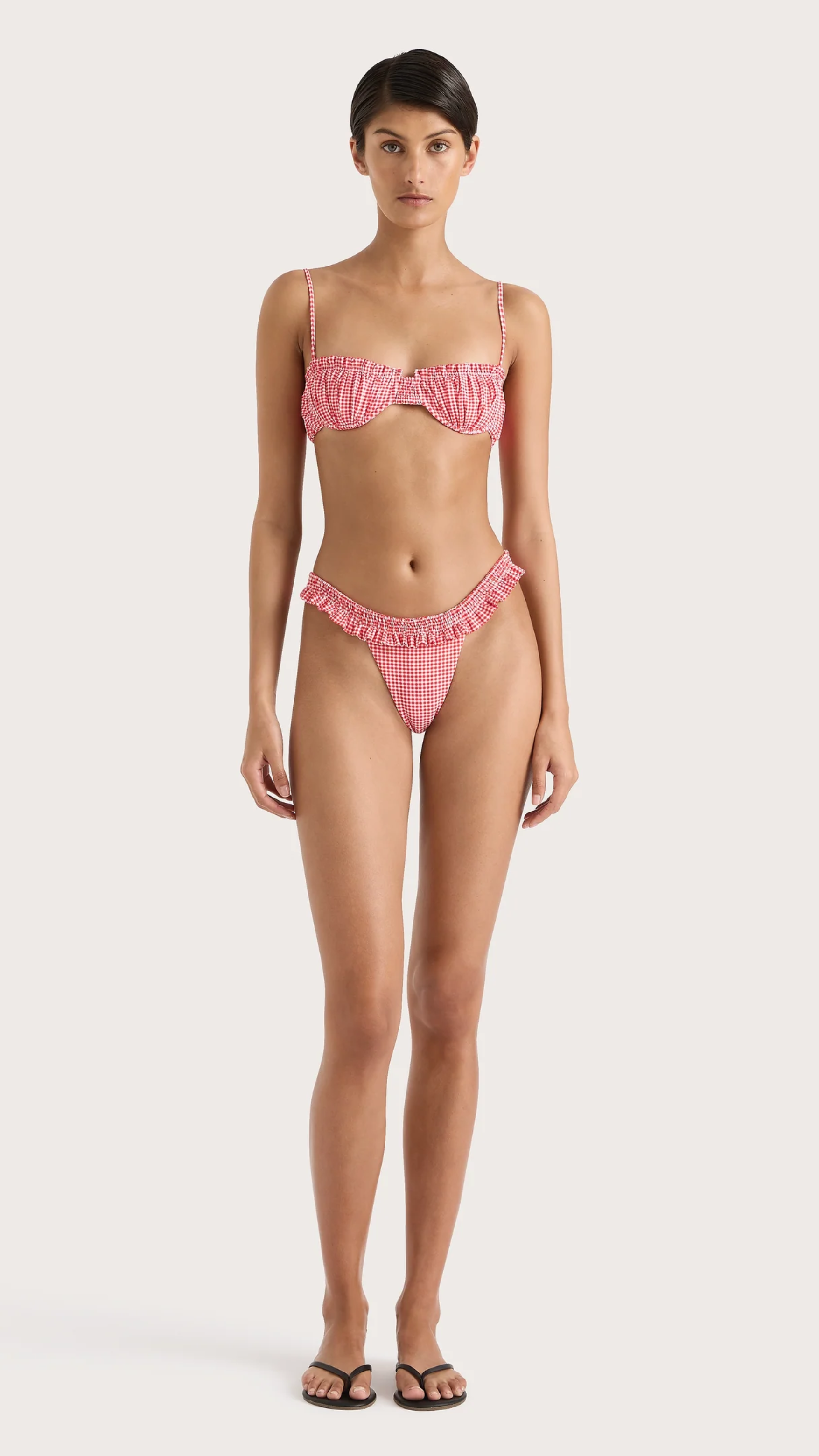 Faithfull Esterel Bikini Bottom in Gingham Red