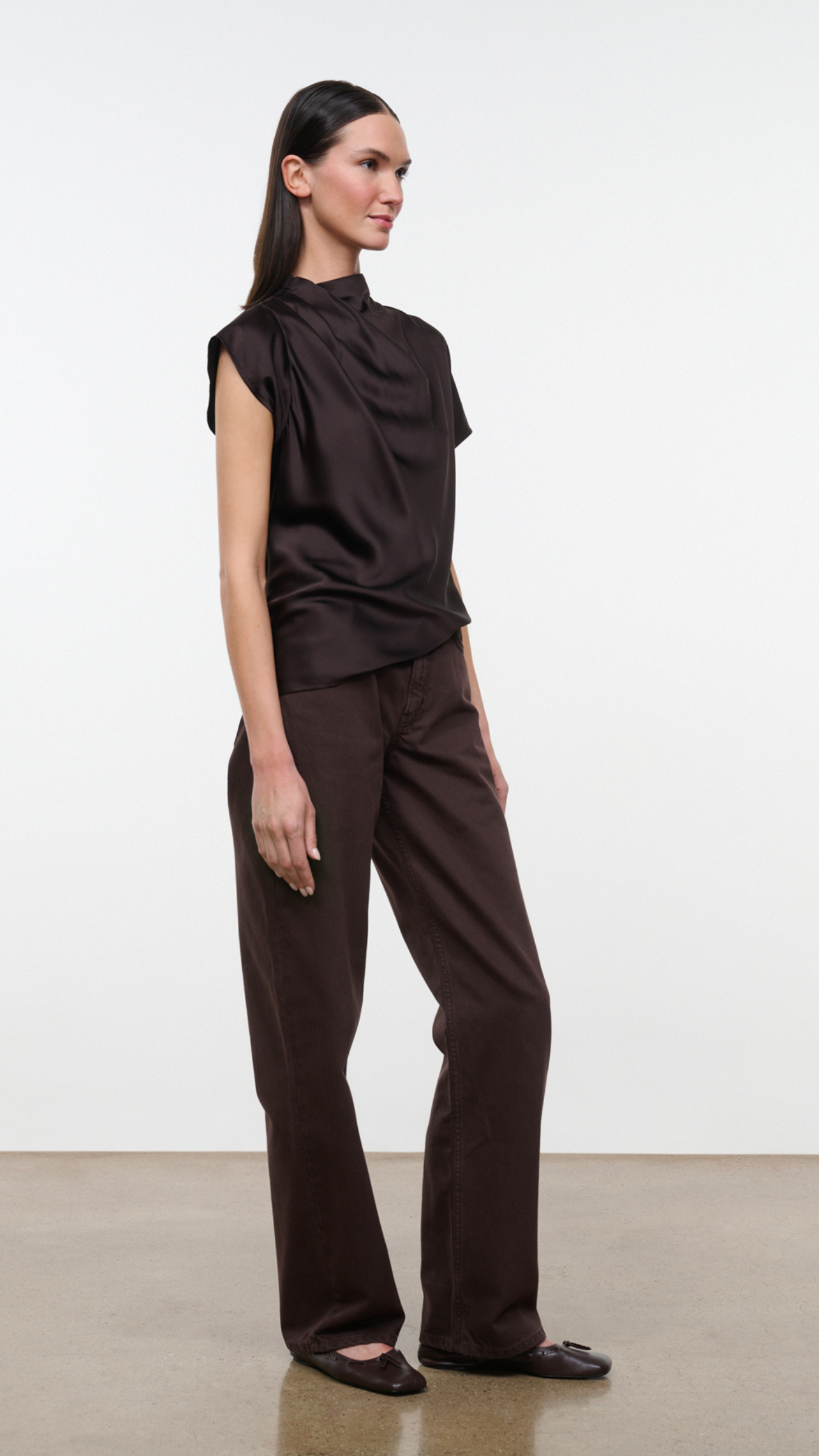 Staud Davina Silk Top in Earth