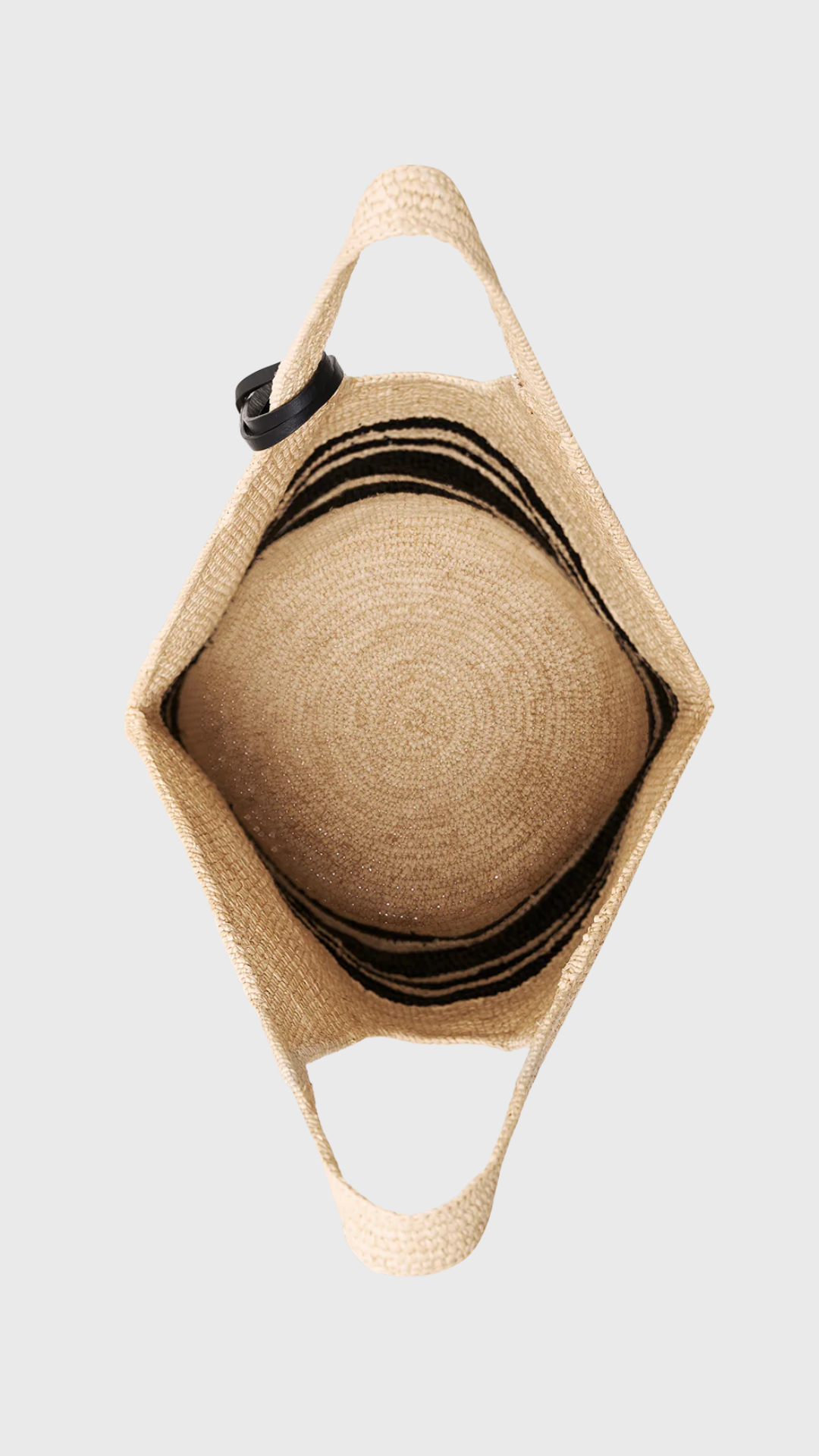 Anine Bing Leah Stripes Hobo Raphia in Black and Natural Stripe