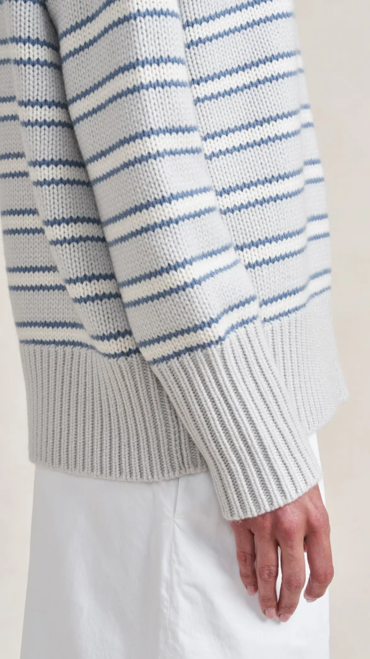 La Ligne Multi Stripe Marin Sweater in Stone/Denim Blue