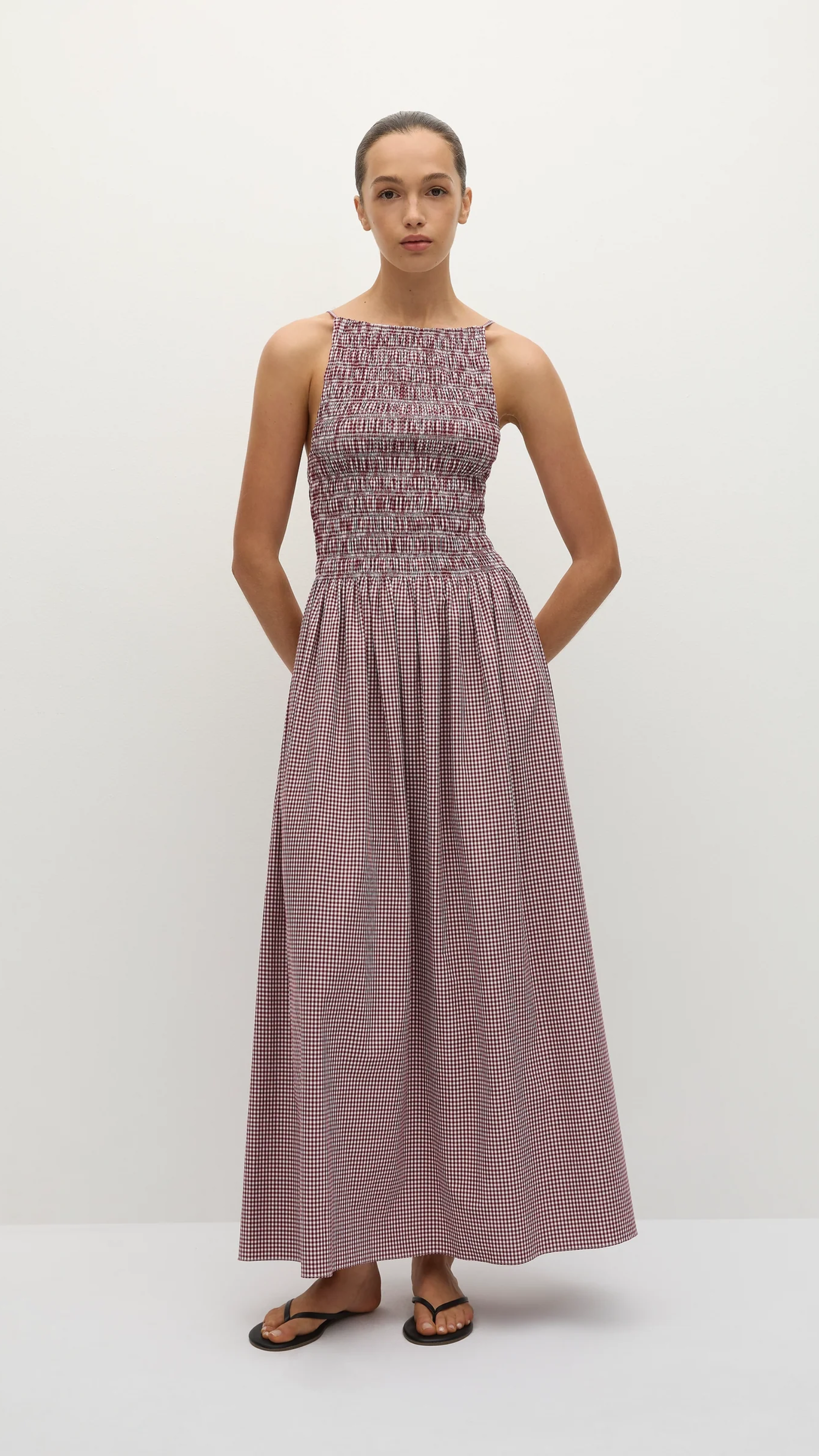 Faithfull Laia Maxi Dress in Gingham Deep Red