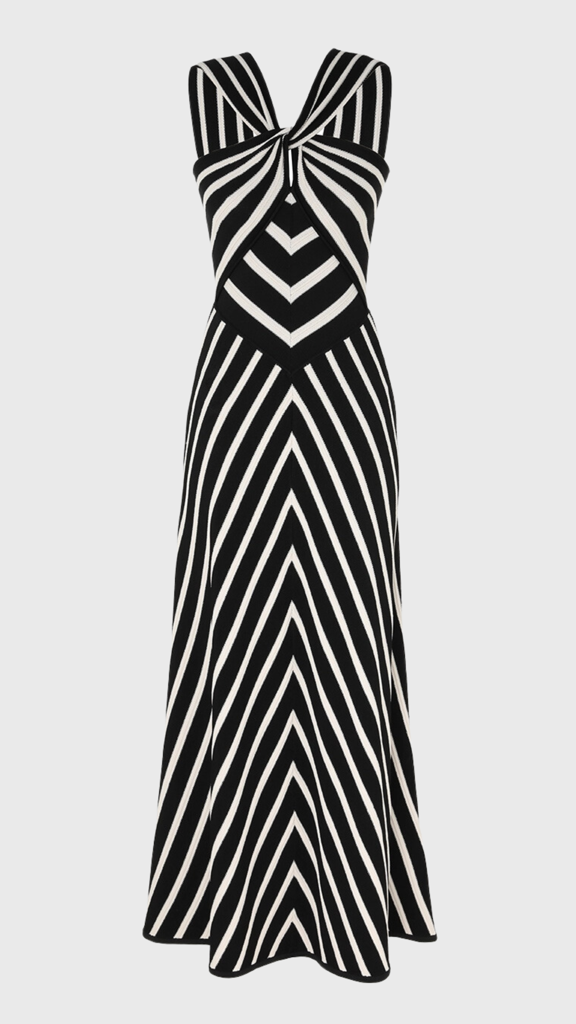 Zimmermann Illuminate Halter Dress in Black Cream