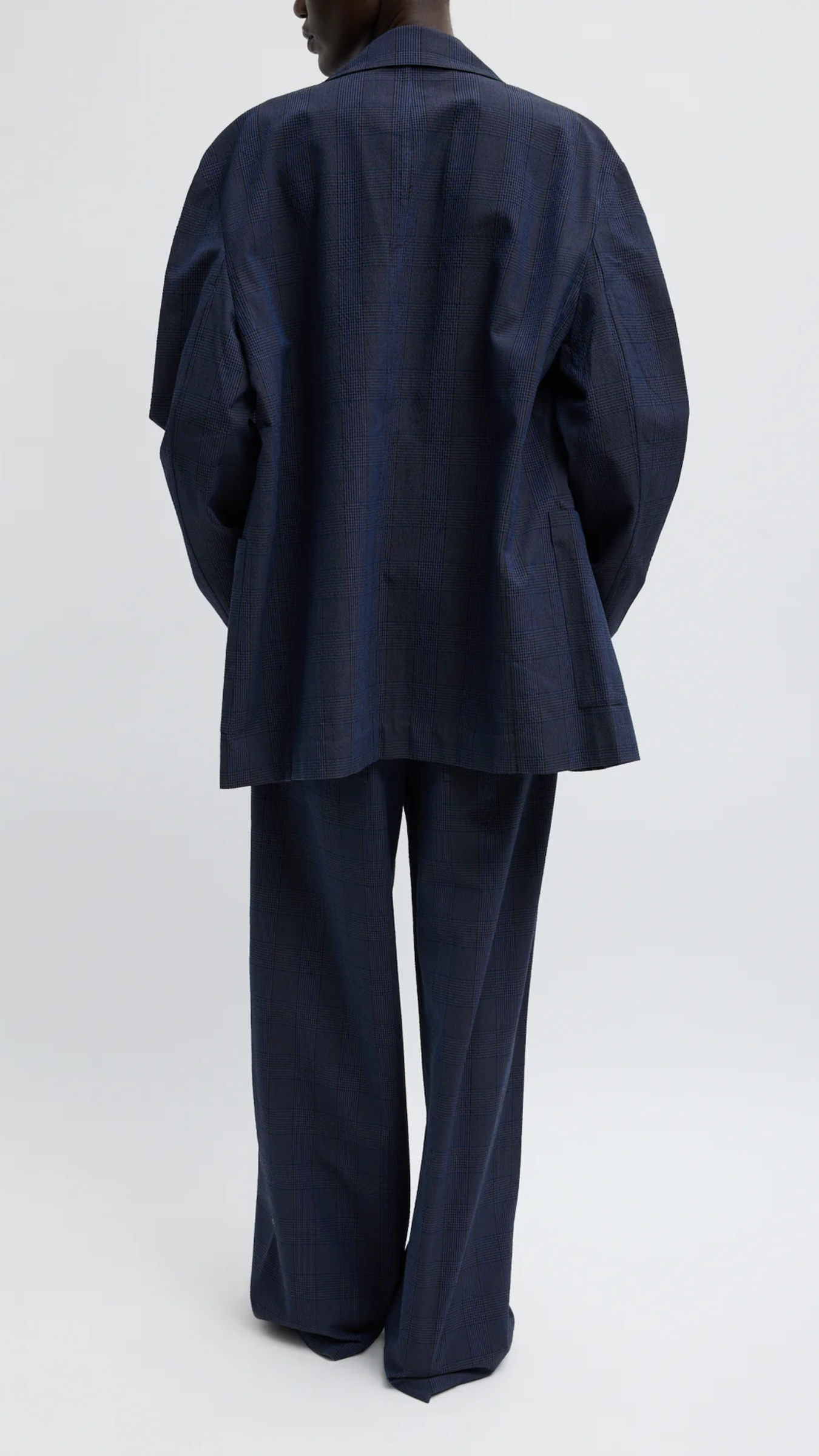Tibi Menswear Crepon Liam Blazer in Navy Multi
