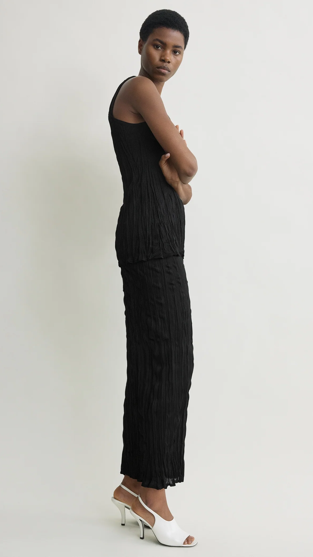 Toteme Crinkled Knit Skirt in Black