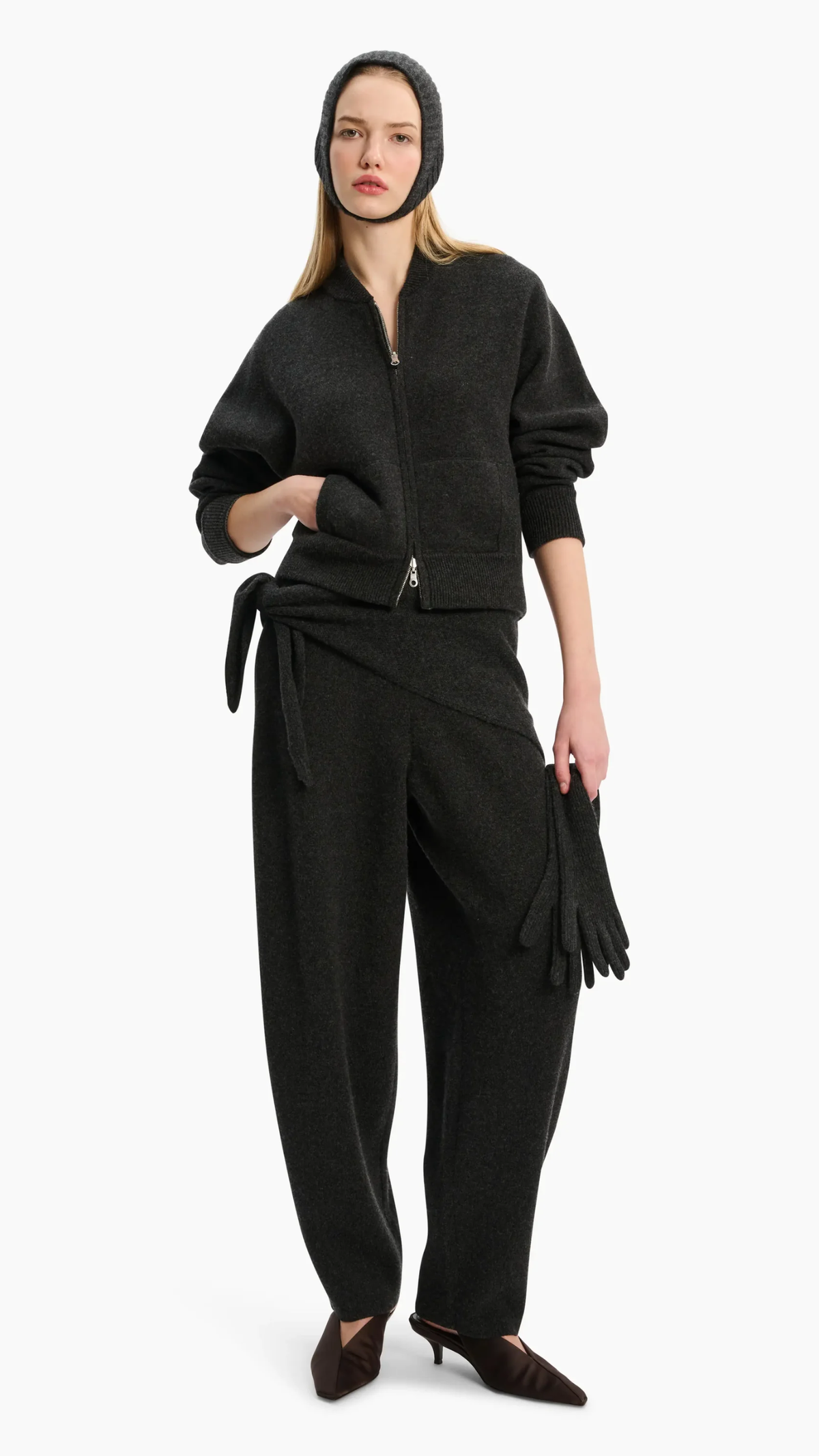 Arch 4 New Jace Cashmere Zip Jacket in Dark Charcoal & Granite Marl
