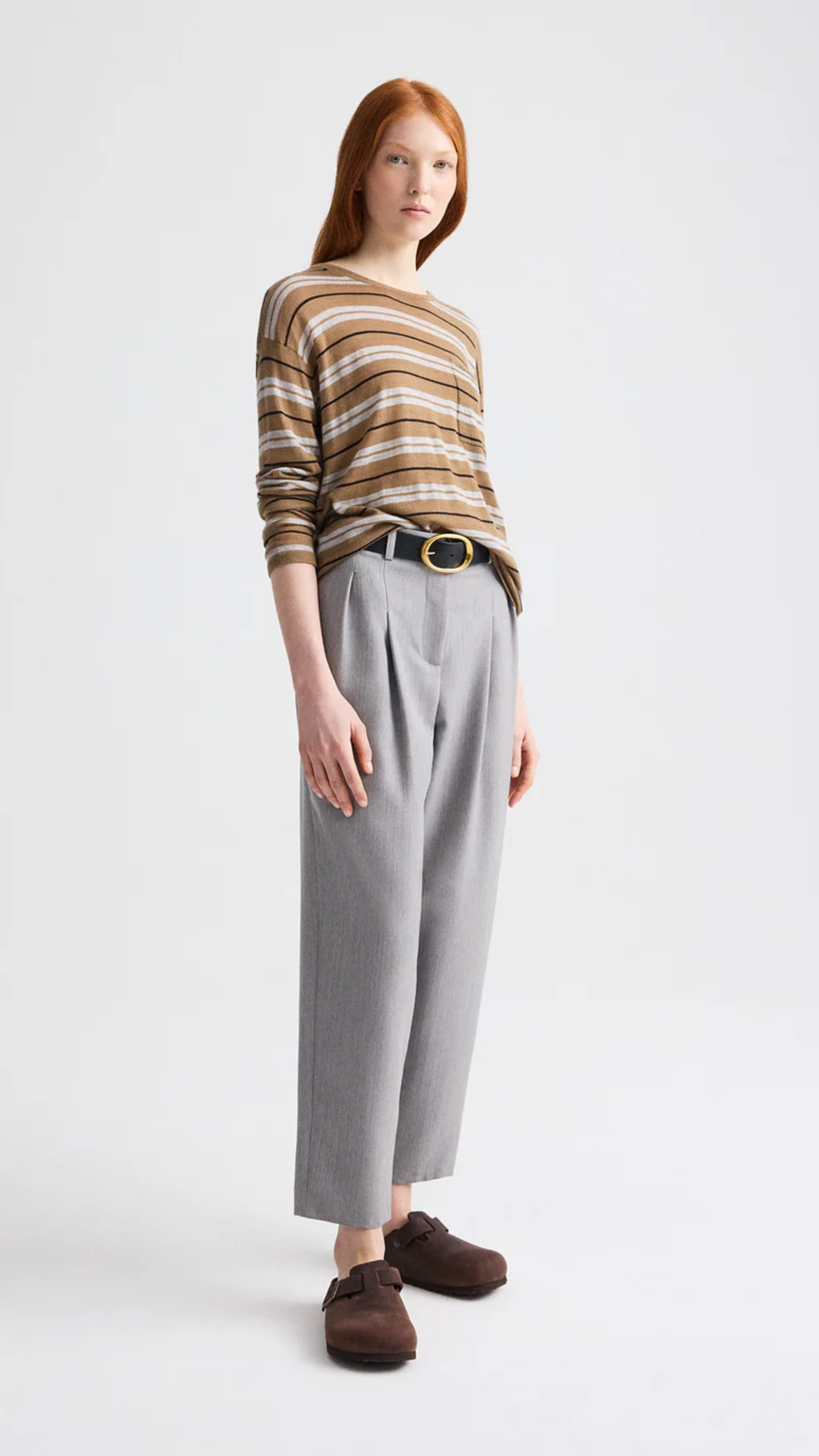 TWP 4th St With Stripes Superfine Cashmere Sweater in Ermine