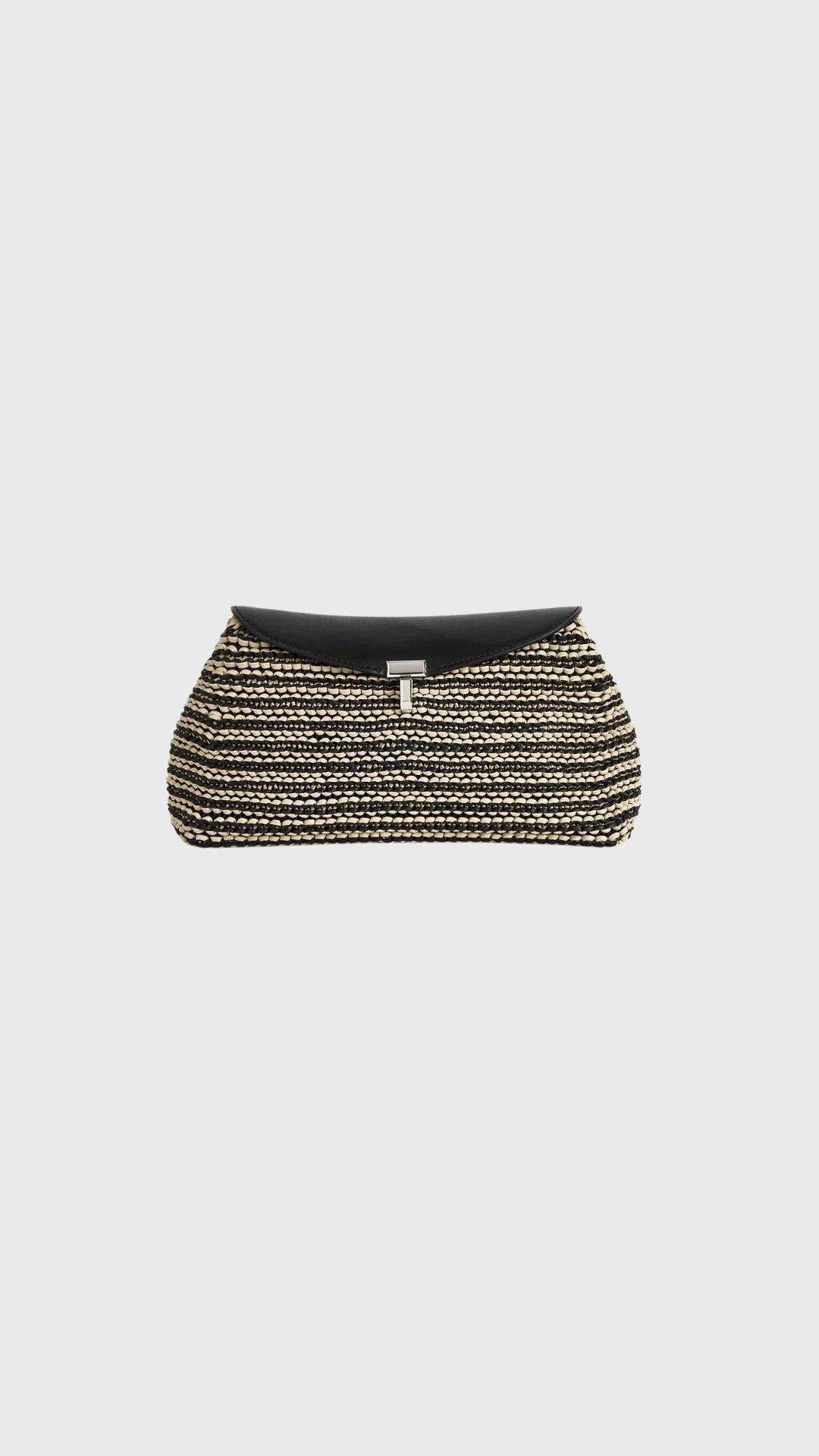 Toteme T-lock Woven-Leather Clutch in Black/Sand