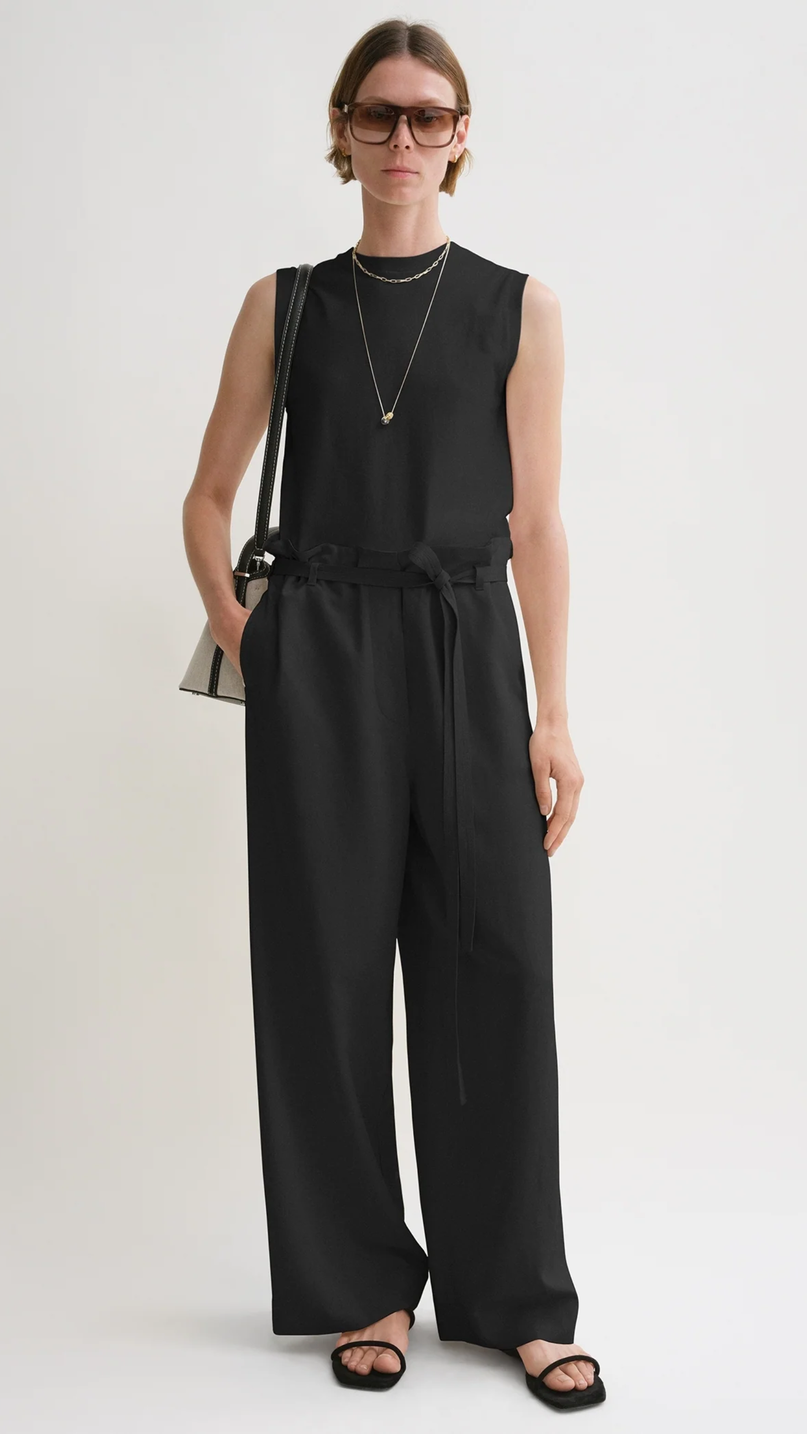 Toteme Fluid Tie-waist Trousers in Black