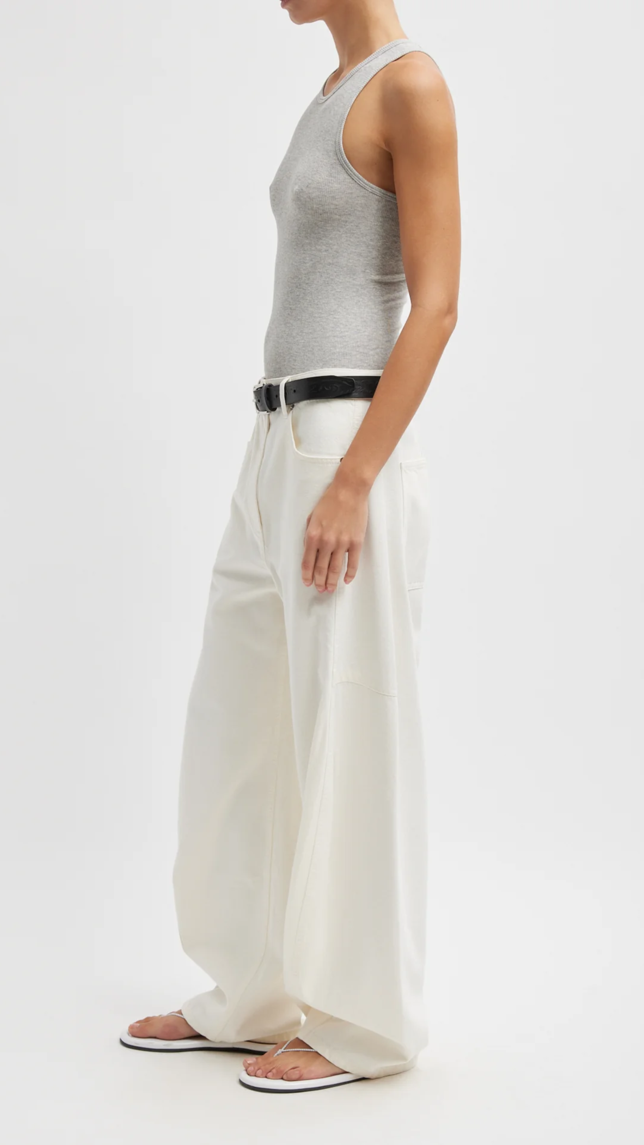 Tibi Short Length Spring Denim Sid Jean in White