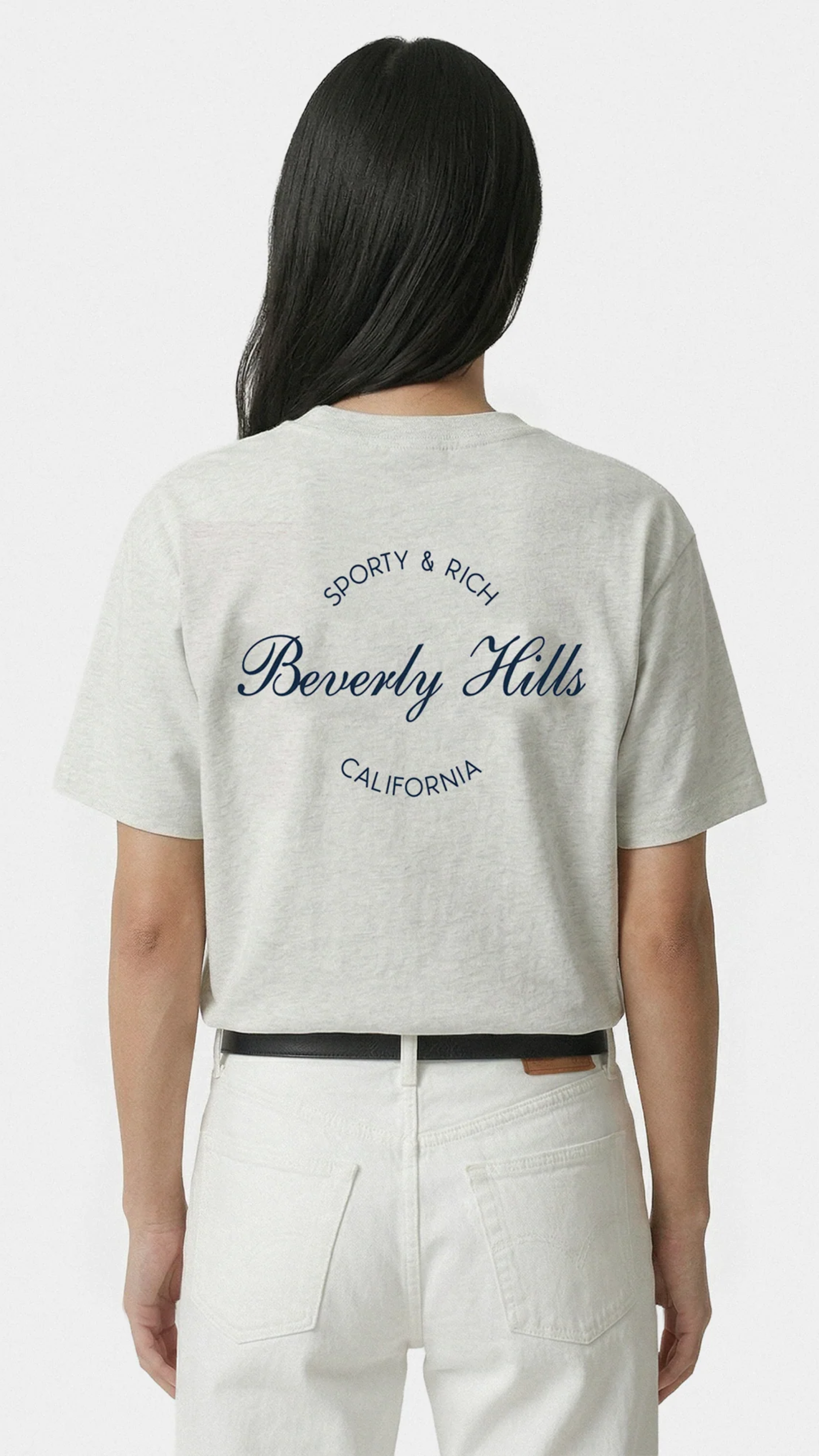 Sporty & Rich Beverly Script T-Shirt in Heather Gray