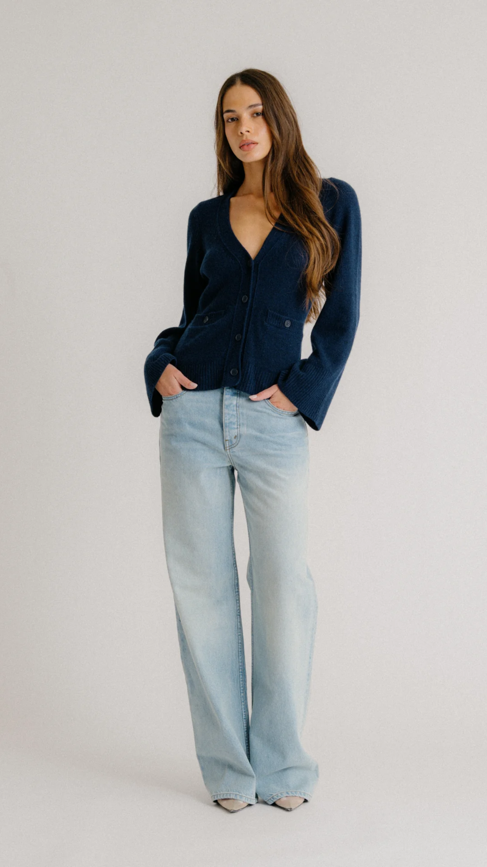 Sablyn Camilla V Neck Cardigan in Midnight Navy