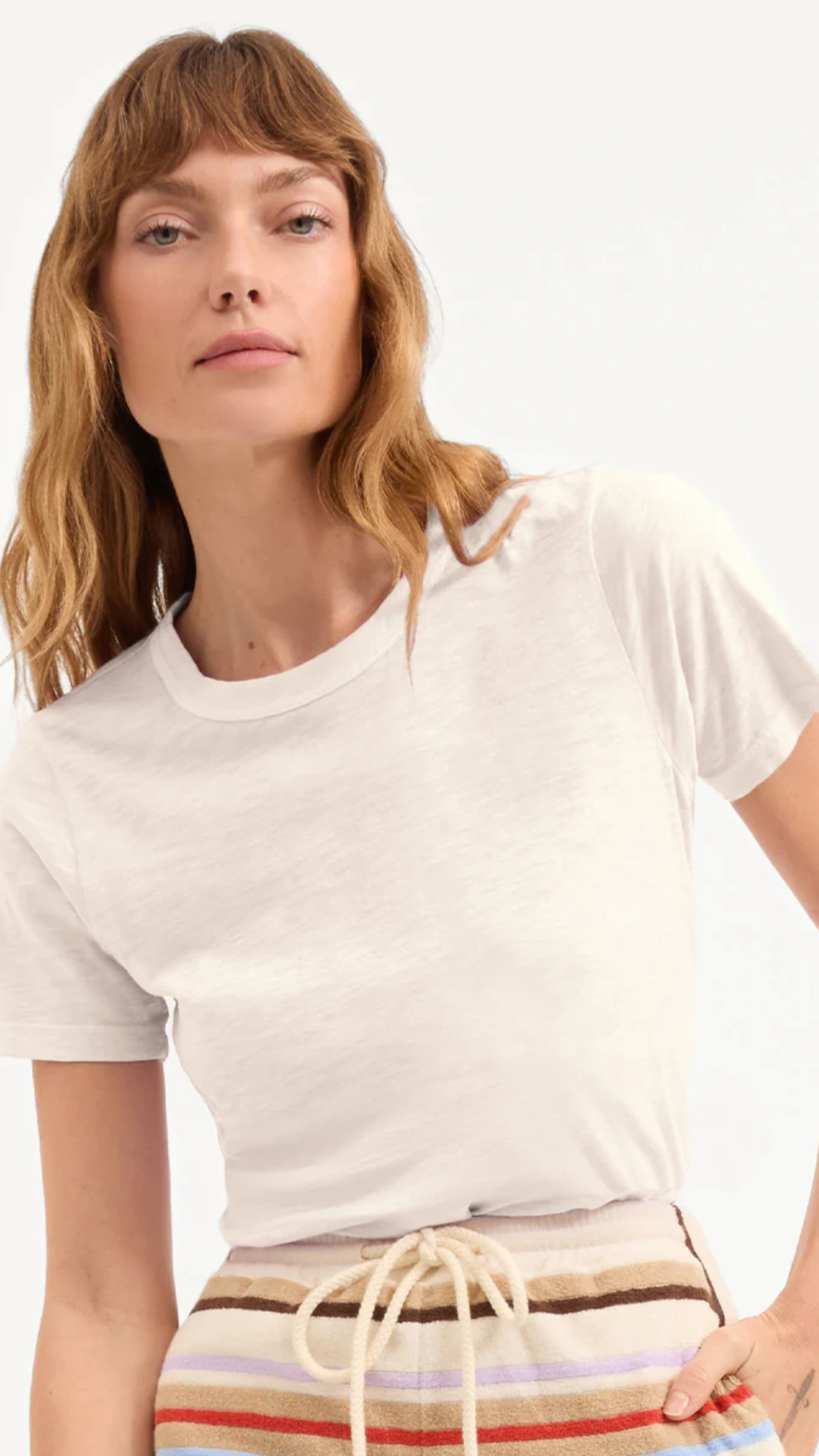 Veronica Beard Carla Crew Neck Tee in Ecru