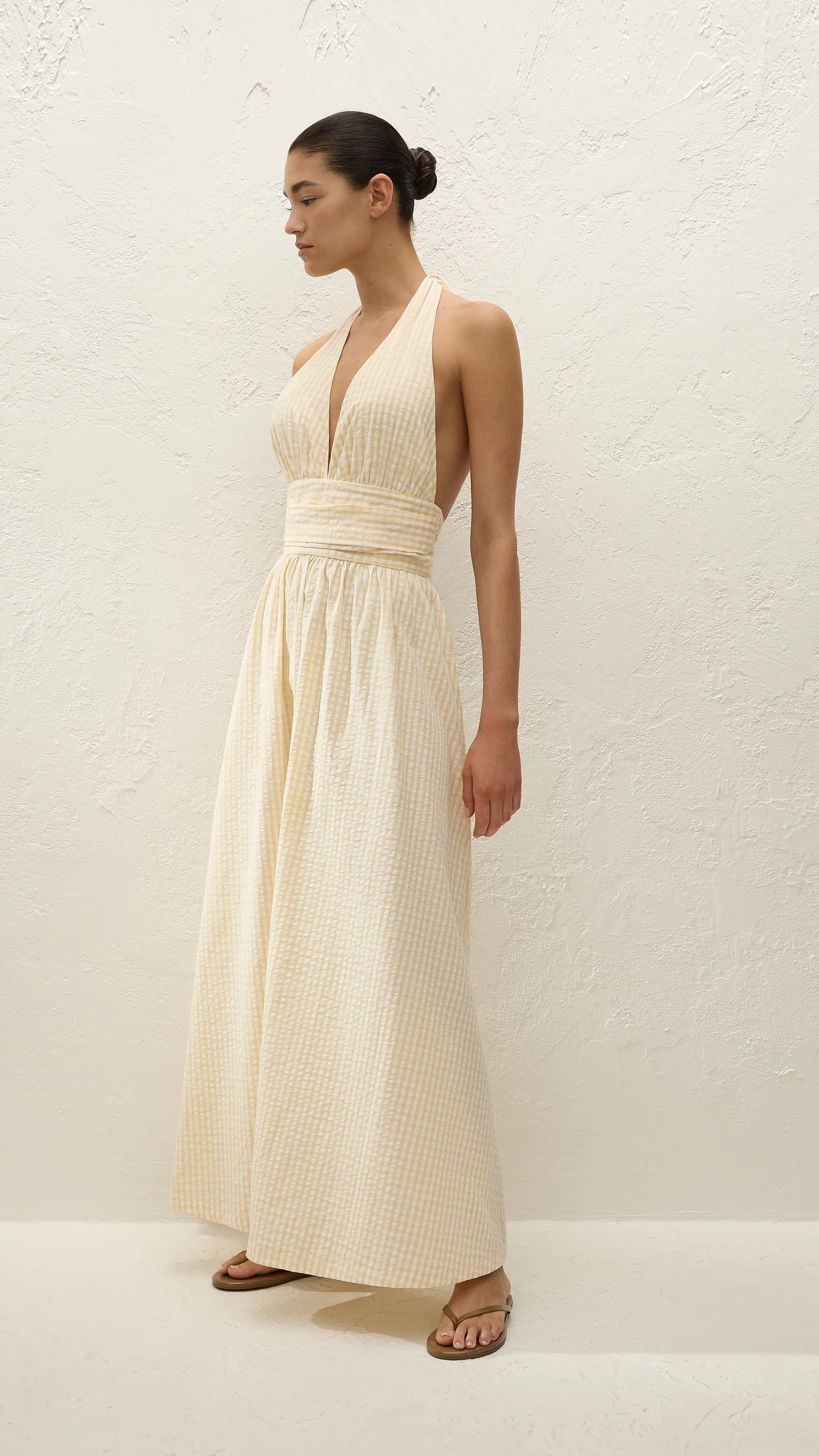 Faithfull Lido Maxi Dress in Butter Textured Gingham